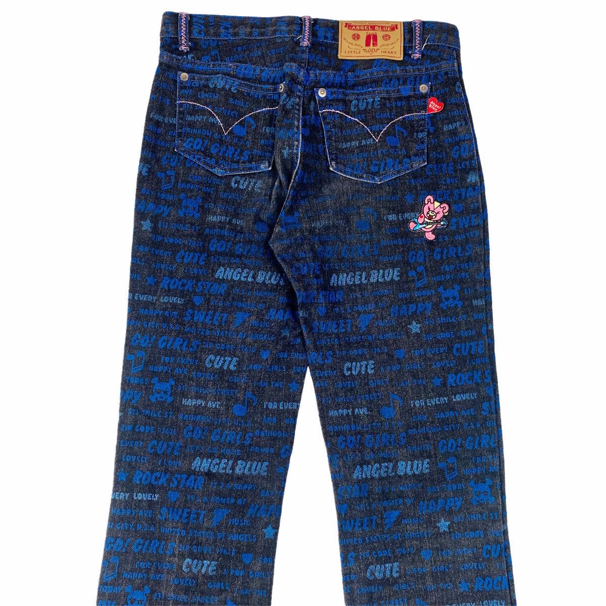 Hysteric Glamour × Japanese Brand 1990s Angel Blue - Flower Generation Pop Word Denim Pants Size US 28 / EU 44 - 1 Thumbnail