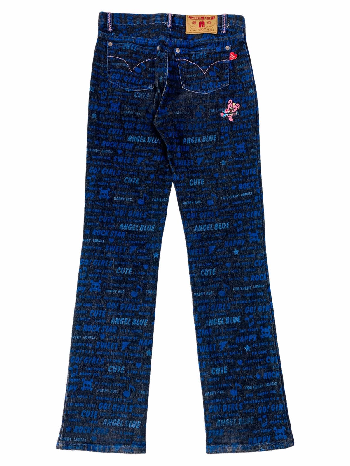 Hysteric Glamour × Japanese Brand 1990s Angel Blue - Flower Generation Pop Word Denim Pants Size US 28 / EU 44 - 2 Thumbnail