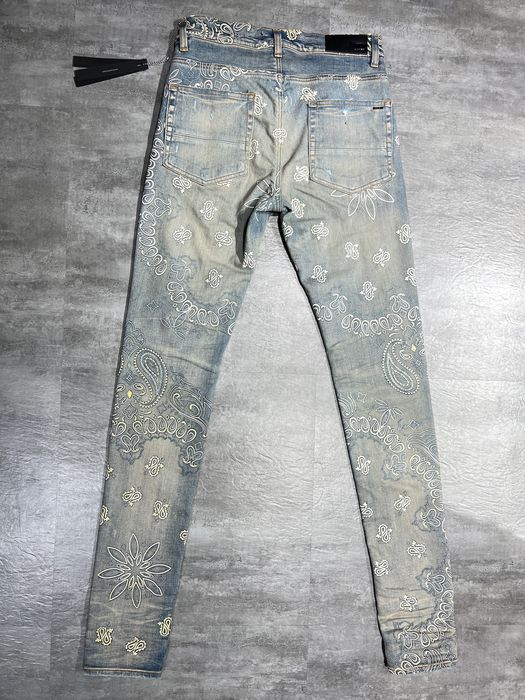 Amiri Amiri Flocked Paisley Bandana Jeans | Grailed