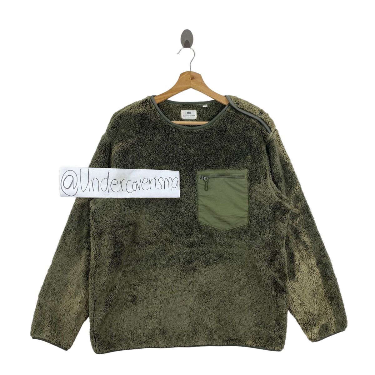 image of Engineered Garments Uniqlo Sherpa Fleece Green Sweatshirt, Men's (Size Large)