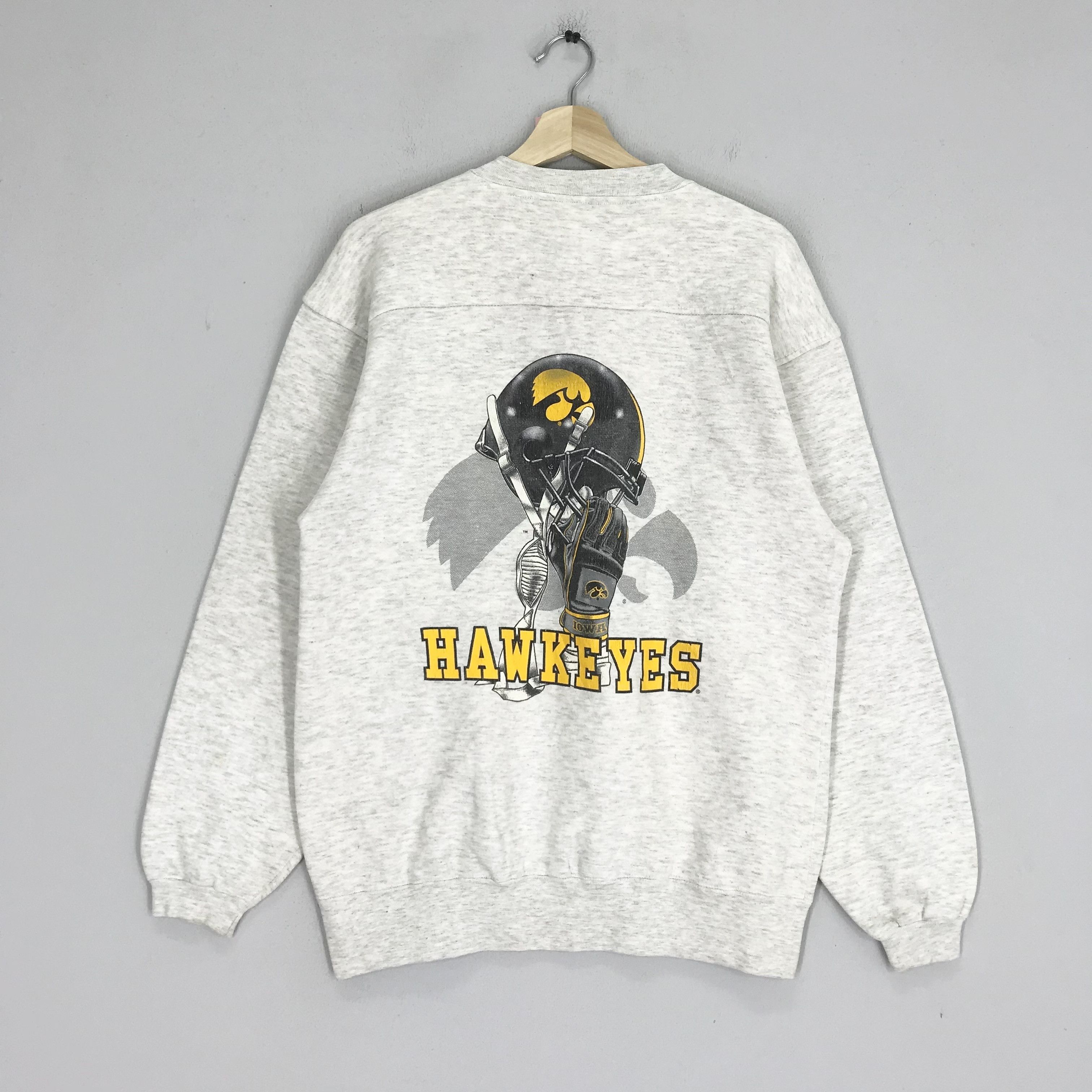 image of American College x NCAA Vintage Iowa Sweatshirts Iowa State Hawkeyes Backprinted in Grey (Size Medi