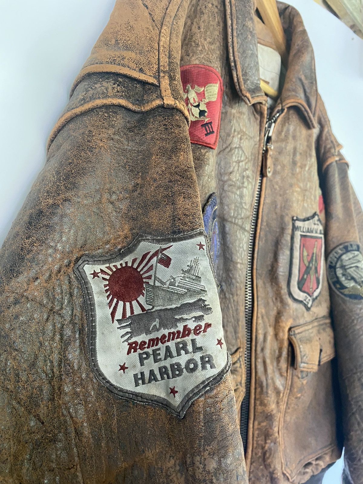 Japanese Brand REBEL Heavy Leather Flight Bomber Jacket Patches Map Top Gun Size US M / EU 48-50 / 2 - 6 Thumbnail
