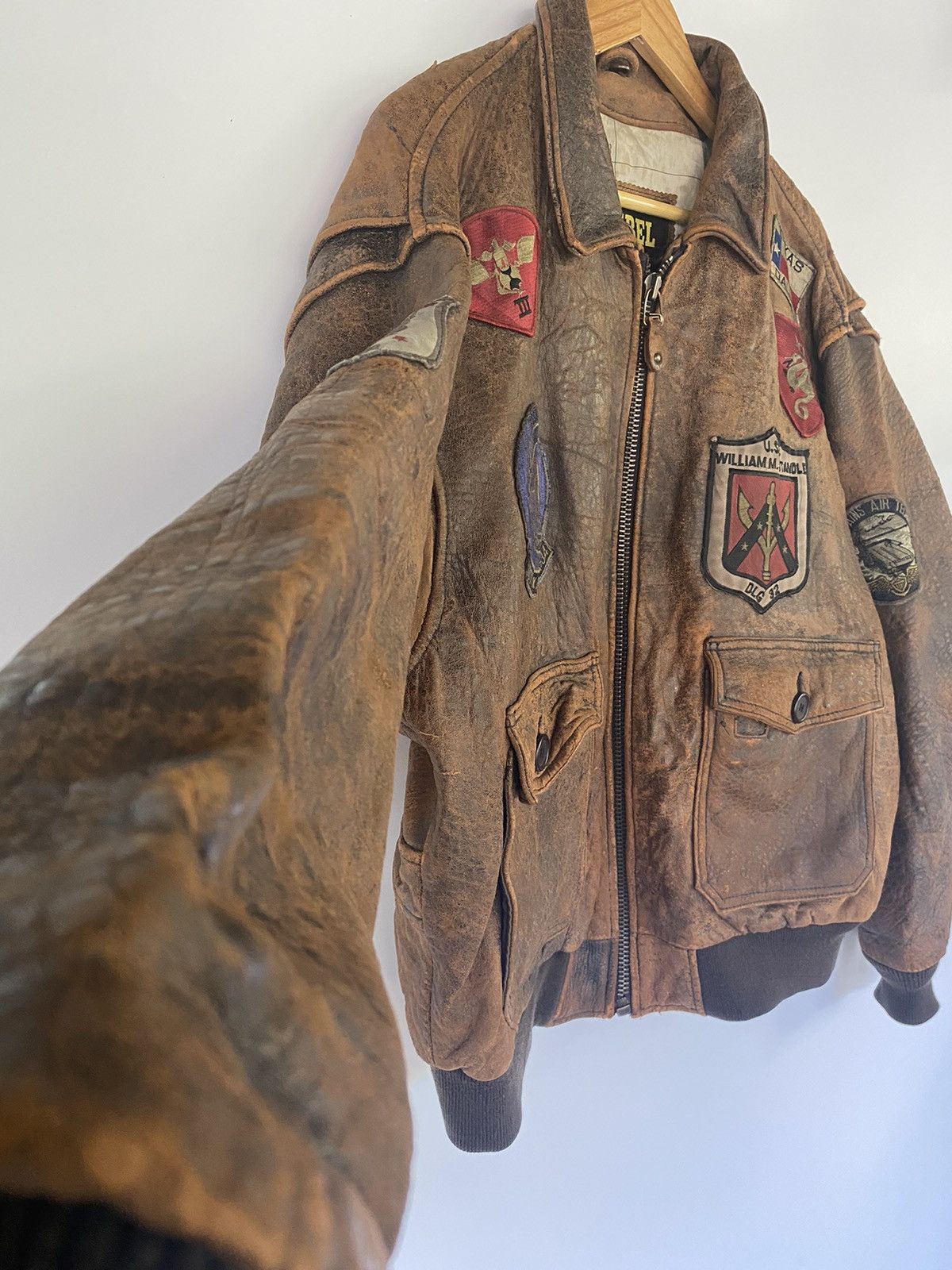 Japanese Brand REBEL Heavy Leather Flight Bomber Jacket Patches Map Top Gun Size US M / EU 48-50 / 2 - 4 Thumbnail