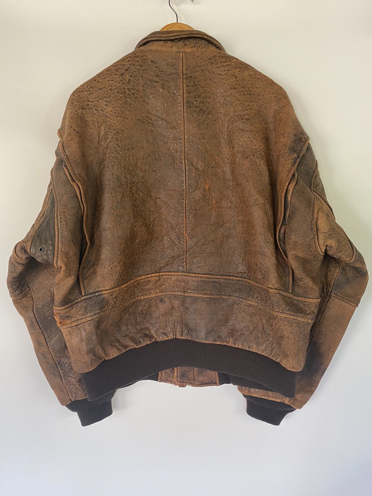 Japanese Brand REBEL Heavy Leather Flight Bomber Jacket Patches Map Top Gun Size US M / EU 48-50 / 2 - 2 Thumbnail