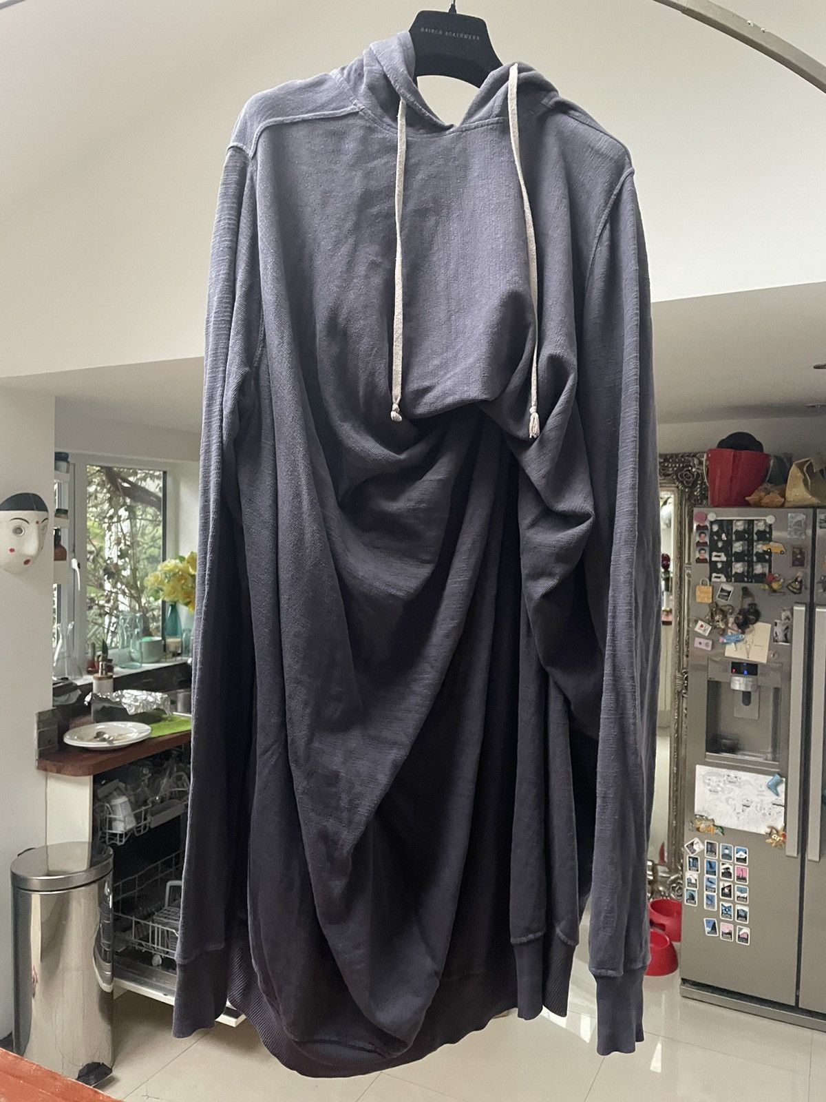 Rick Owens Drkshdw Oversize draped cotton hoodie Size US L / EU 52-54 / 3 - 4 Thumbnail