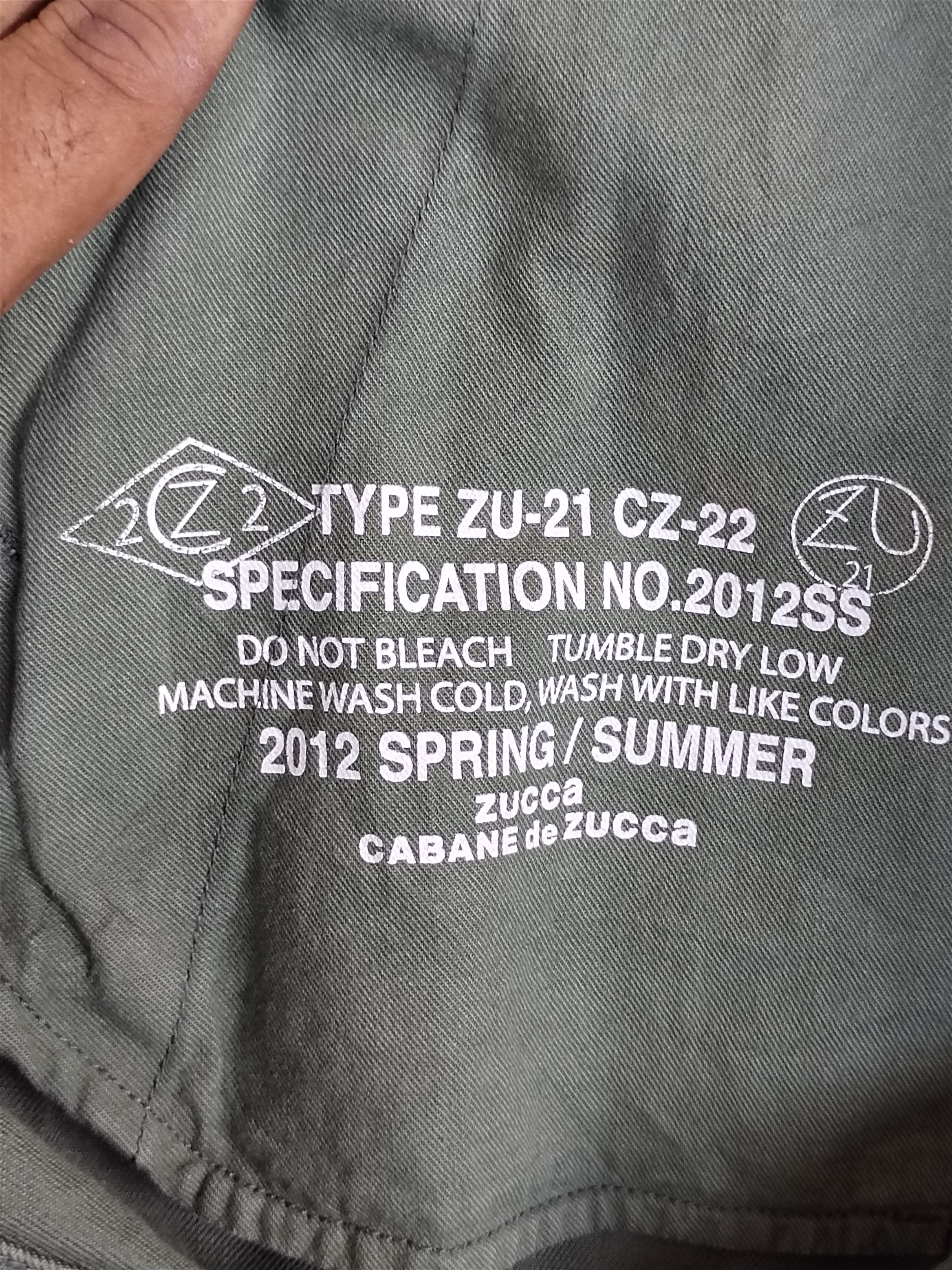CABANE de ZUCCa 🇯🇵 SS2012 Cabane De Zucca Type Zu-21 Cz-22 OG Army Size US 31 - 13 Thumbnail