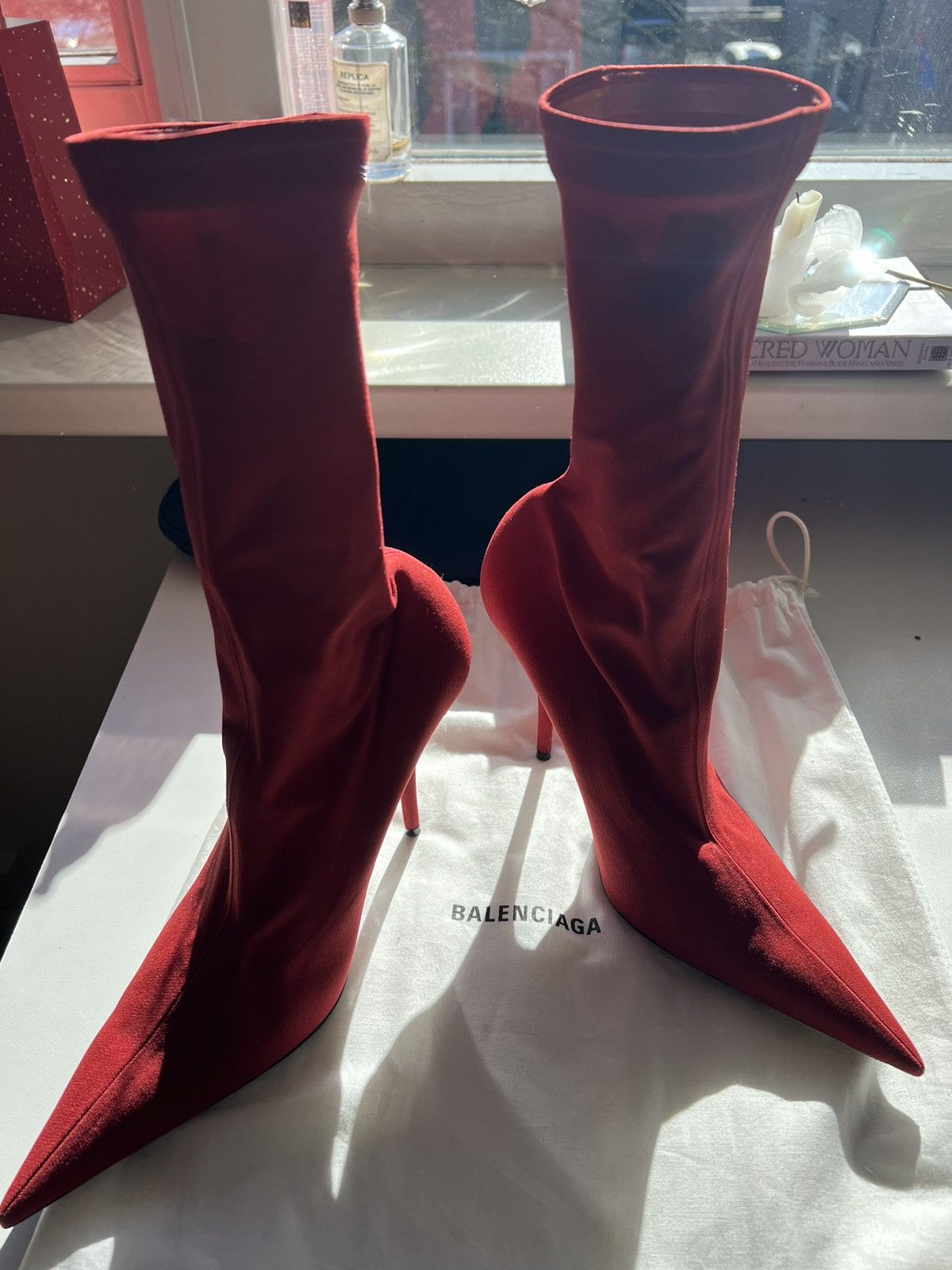 Balenciaga BALENCIAGA RED KNIFE SPANDEX SOCK BOOTS Size US 6.5 / IT 36.5 - 3 Thumbnail