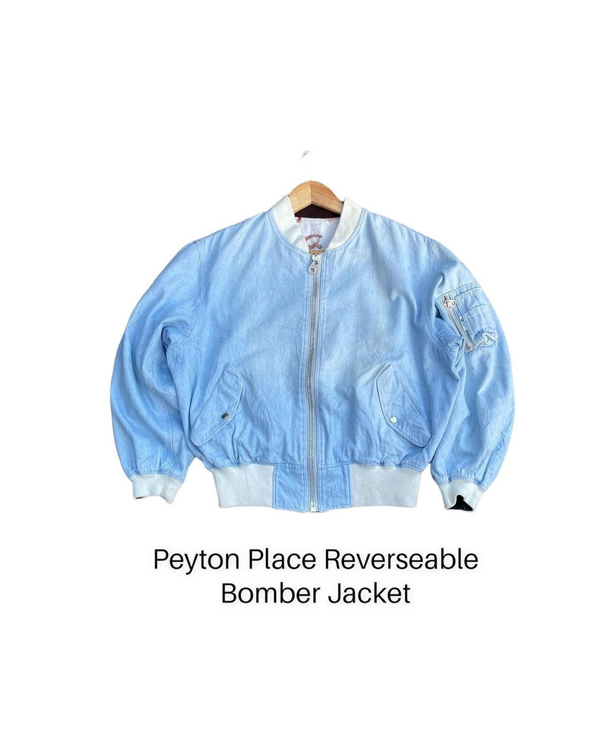 image of Avant Garde x Bomber Jacket Stealspeyton Place Reverseable Bomber Jacket in Blue (Size Medium)