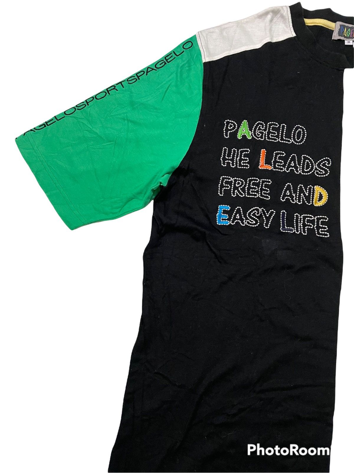 Japanese Brand Vintage 90’s Pagelo Zipper Pocket Multicolour T-Shirt Size US L / EU 52-54 / 3 - 5 Thumbnail