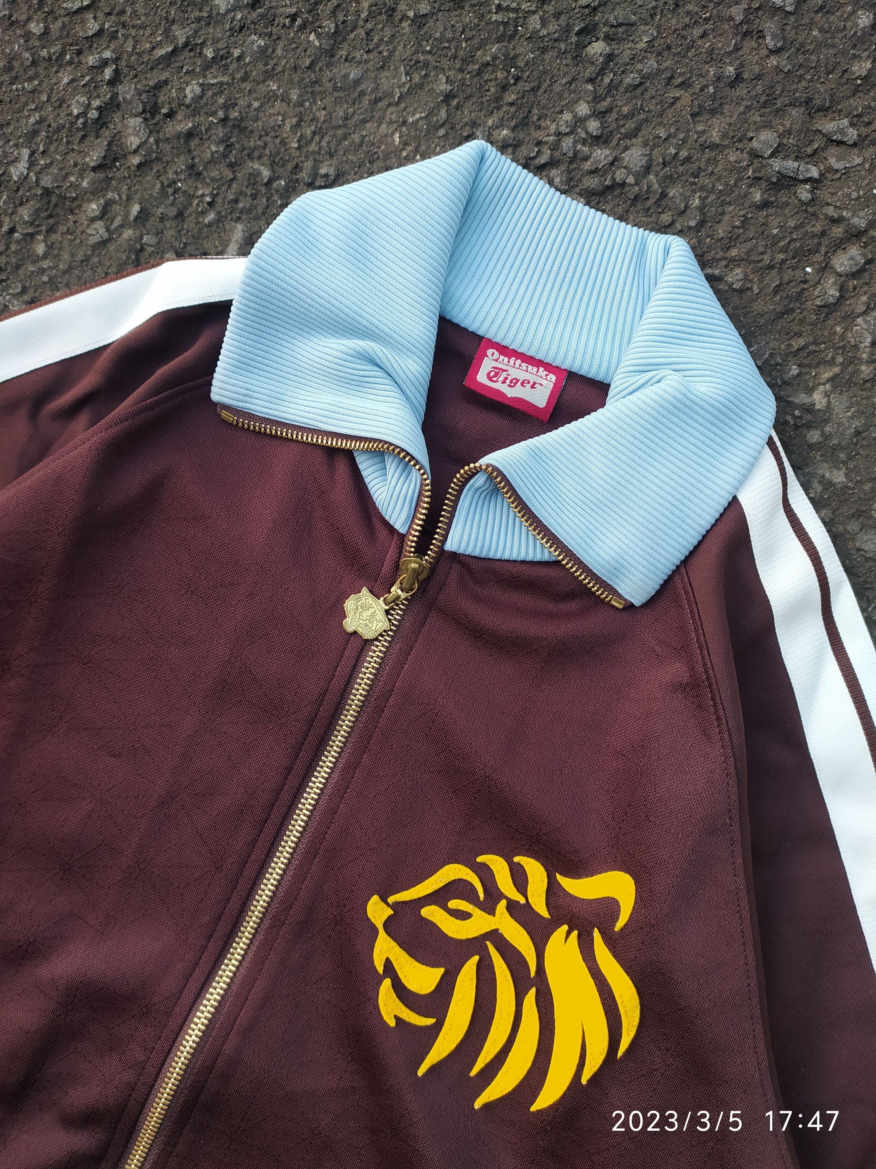 Vintage Onitsuka Tiger Track Jacket Retro Navy Yellow Full