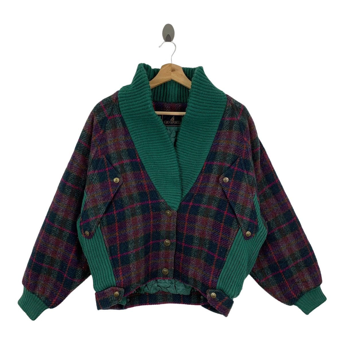 Designer × Vintage Vintage Gio Sport Tartan Plaid Wool Zipper Jacket Size US L / EU 52-54 / 3 - 1 Thumbnail