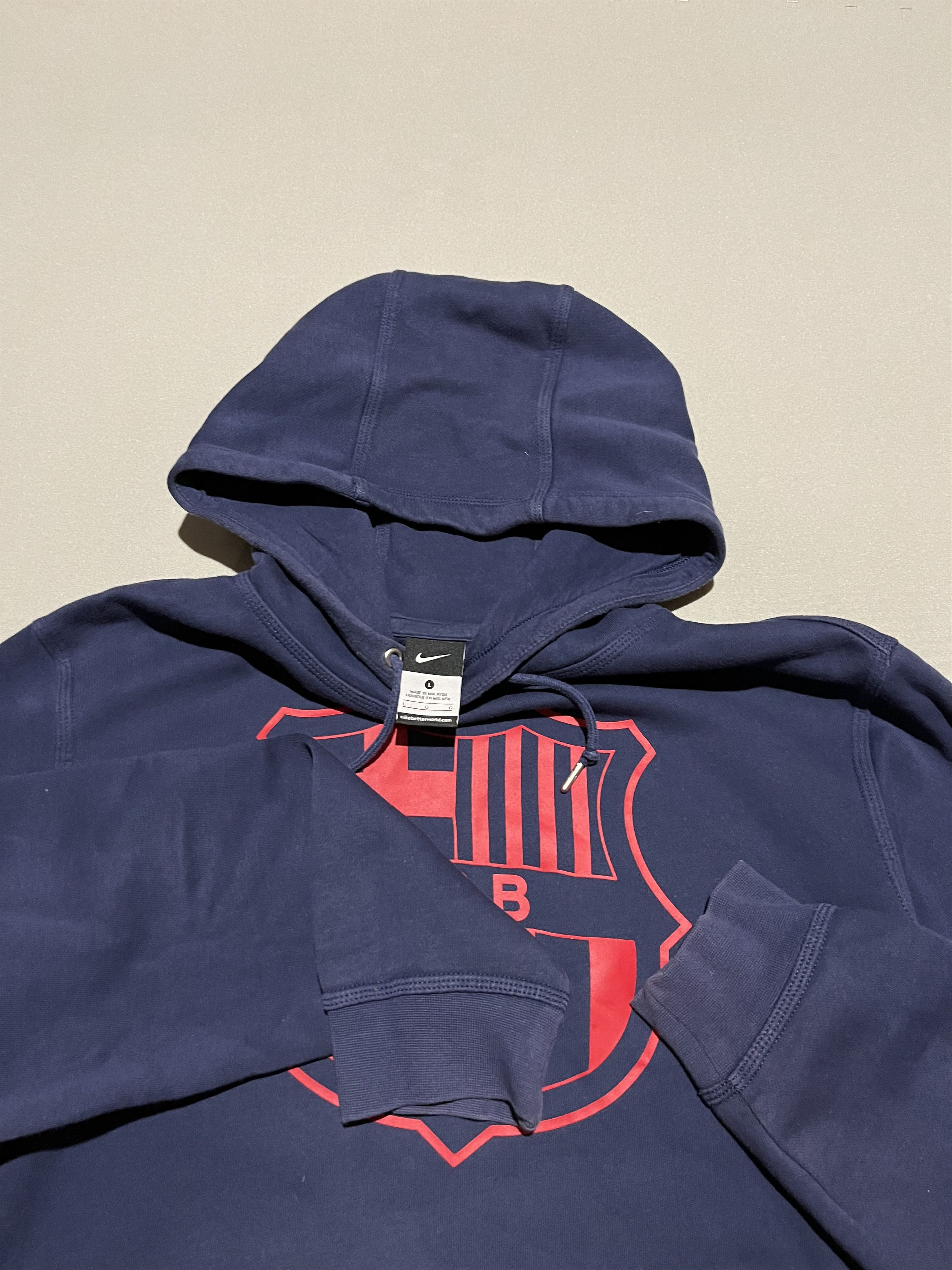 Nike Nike F.C. Barcelona Blue Hoodie Size US L / EU 52-54 / 3 - 7 Thumbnail