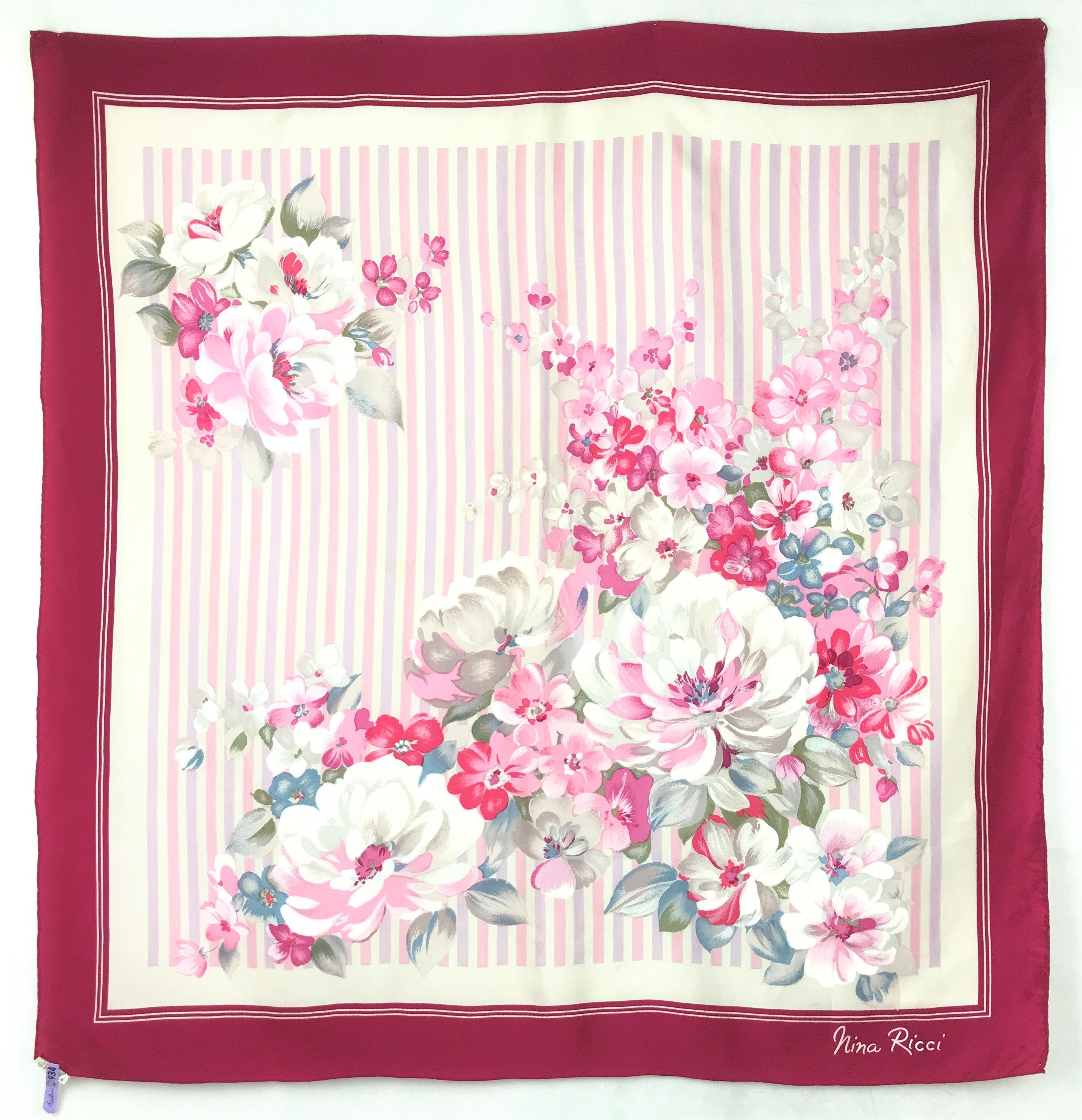 NR901 NINA RICCI Vintage Women Silk Scarf Scarves Floral