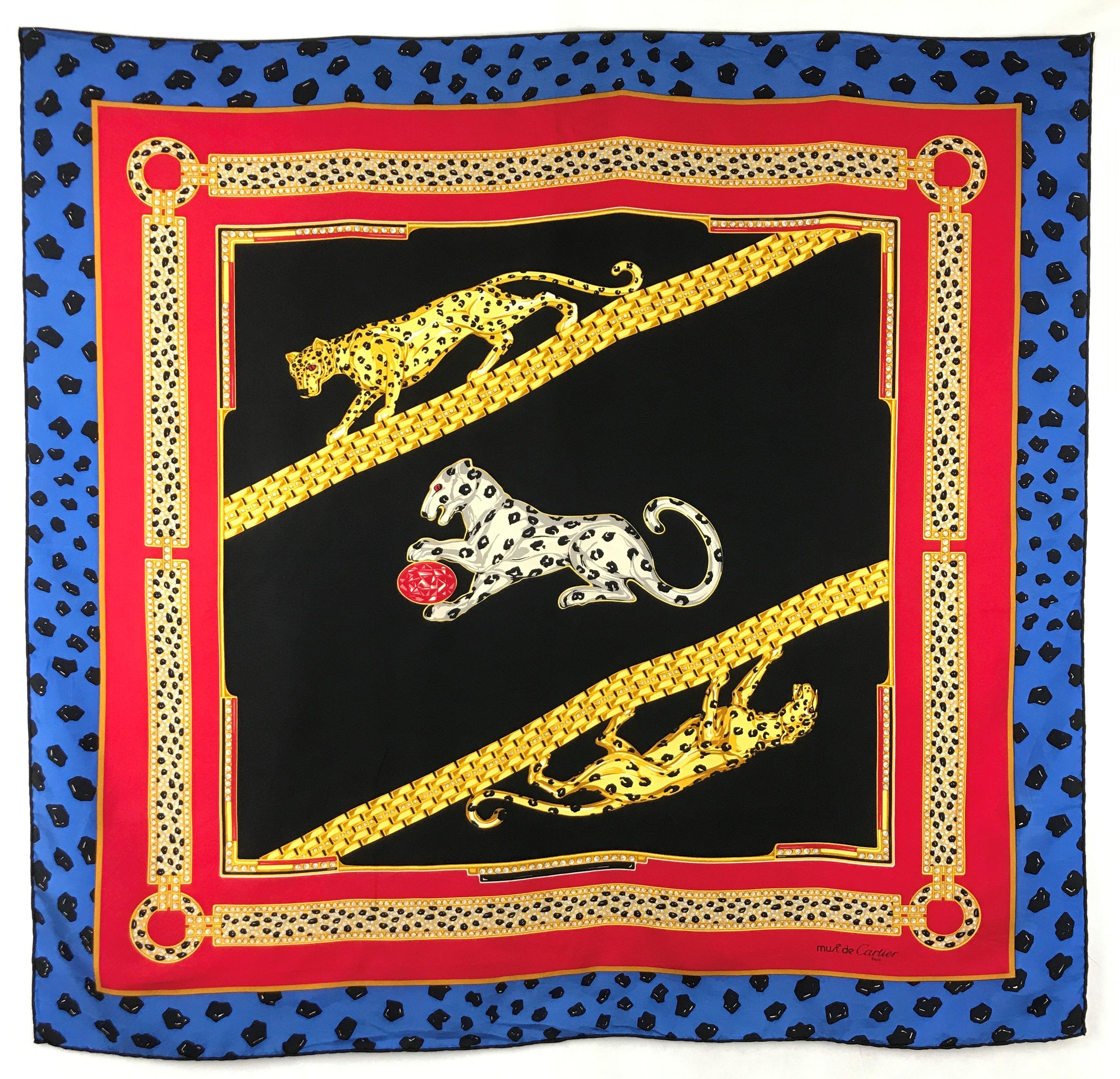 MDC902 Vintage Must De Cartier Leopard Silk Scarf