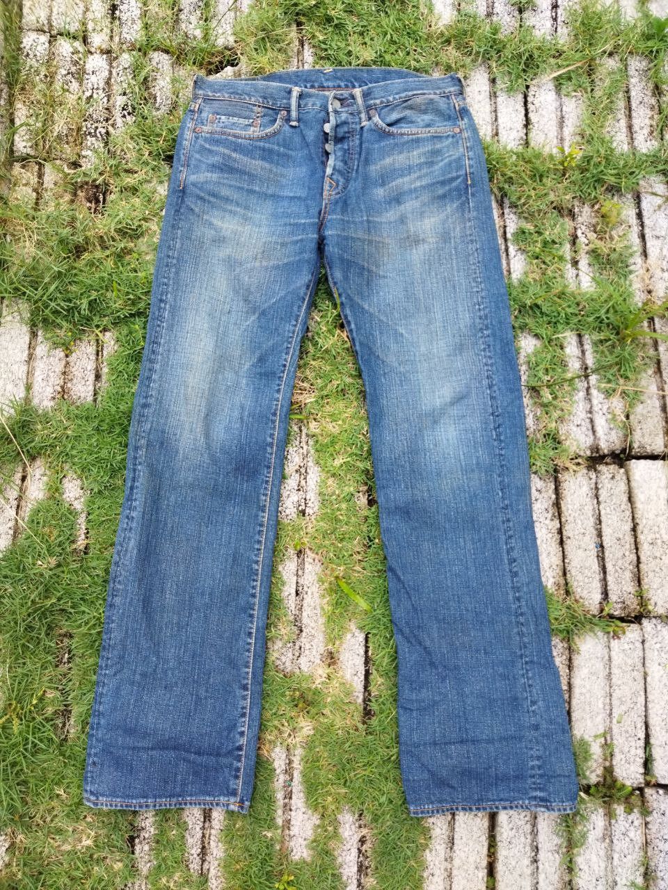 image of Vintage Japanese 45Rpm Distressed Look Jeans in Blue Distressed, Men's (Size 33)