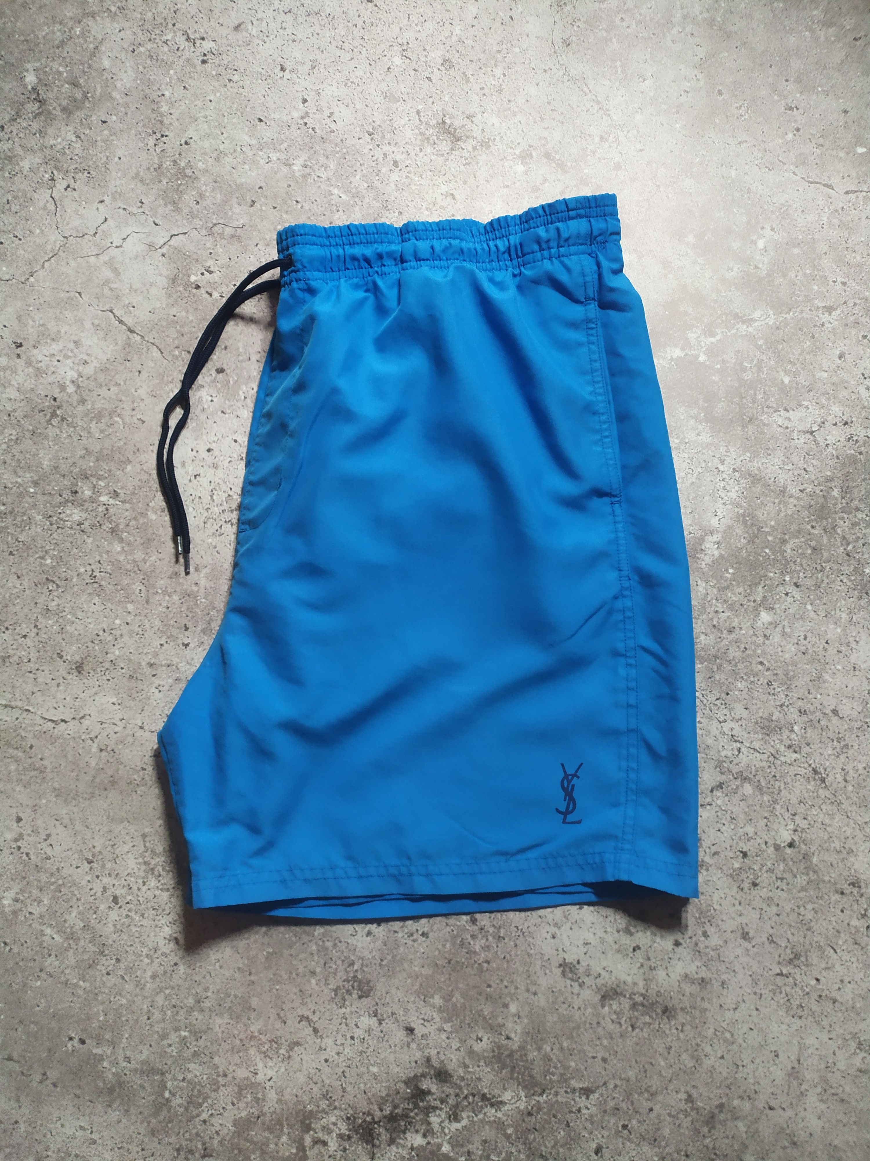 Vintage × Yves Saint Laurent Vintage YSL Yves Saint Laurent big logo blue Shorts 90s Size US 32 / EU 48 - 1 Thumbnail
