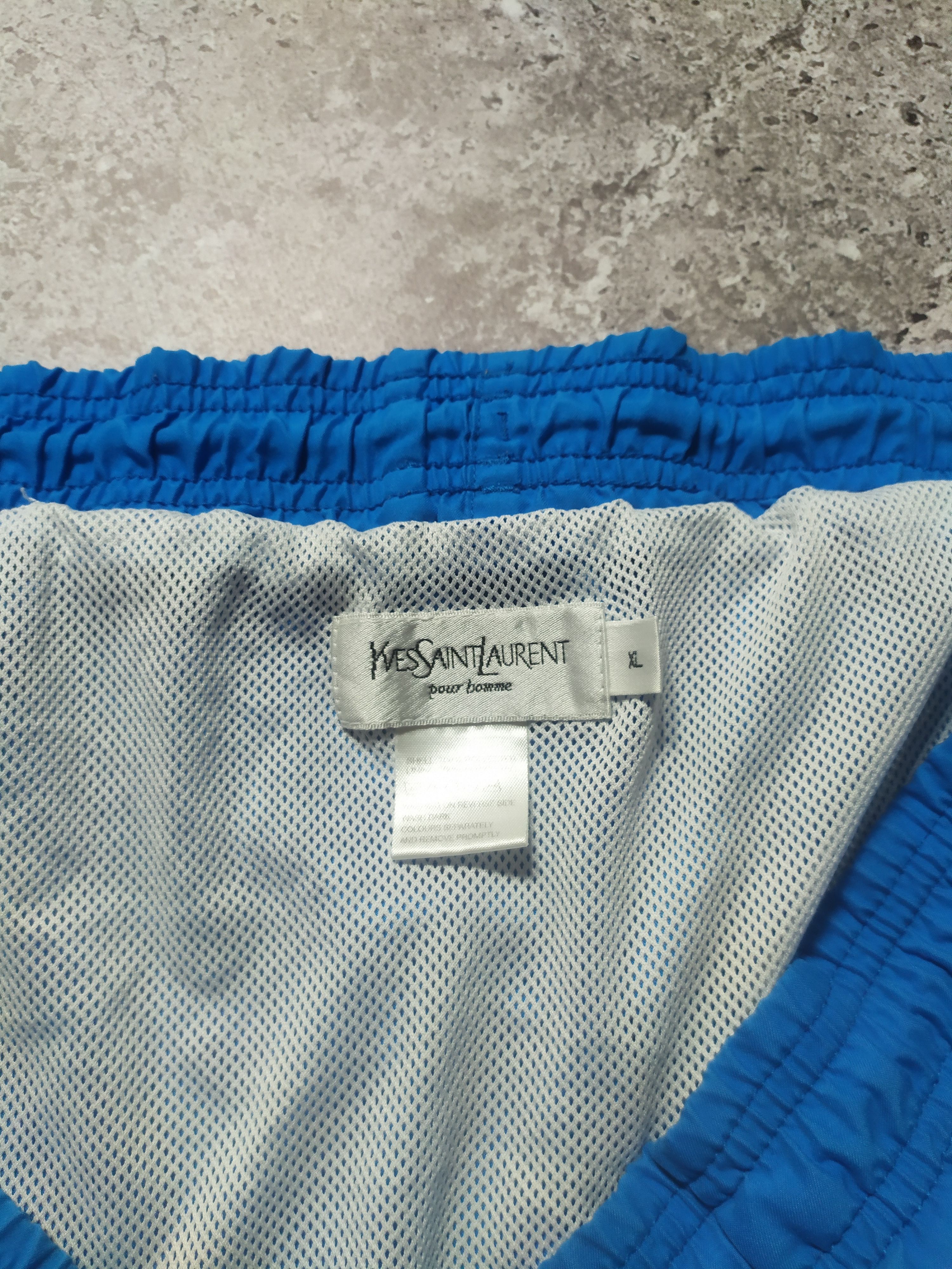 Vintage × Yves Saint Laurent Vintage YSL Yves Saint Laurent big logo blue Shorts 90s Size US 32 / EU 48 - 9 Thumbnail