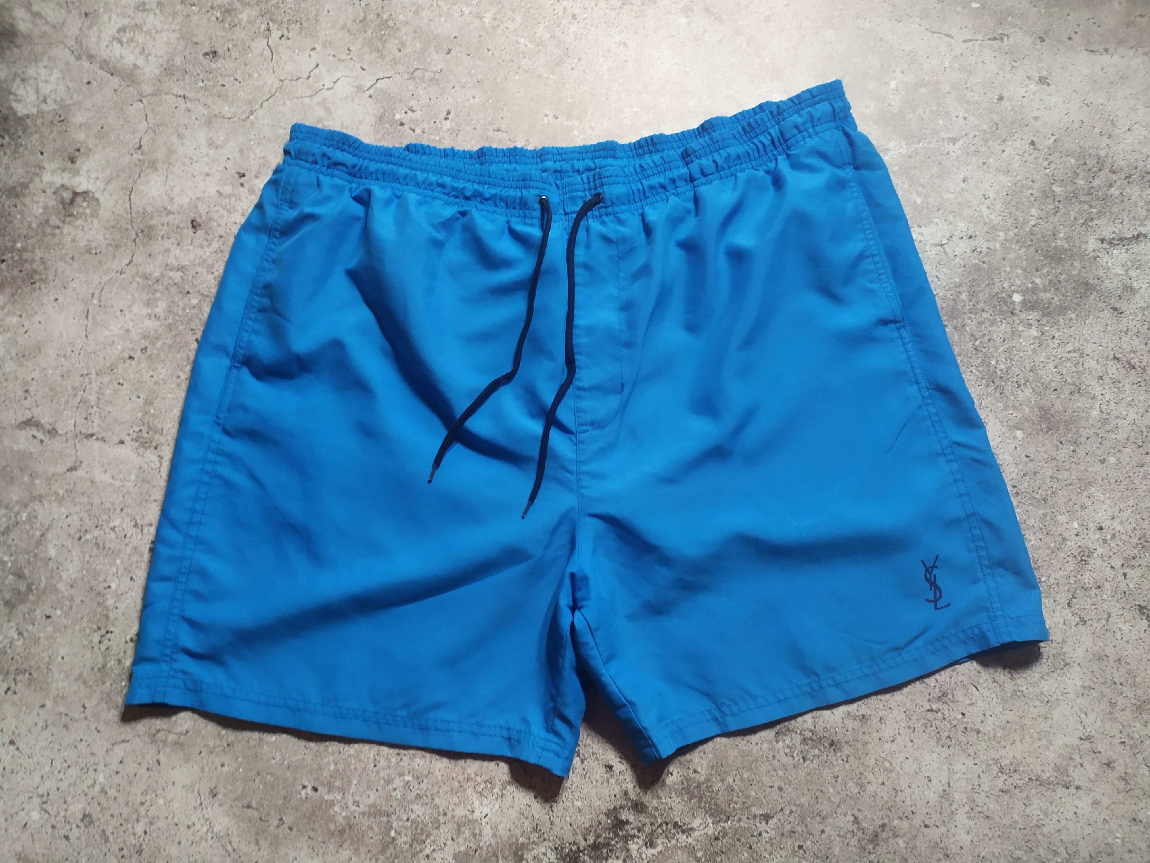 Vintage × Yves Saint Laurent Vintage YSL Yves Saint Laurent big logo blue Shorts 90s Size US 32 / EU 48 - 7 Thumbnail