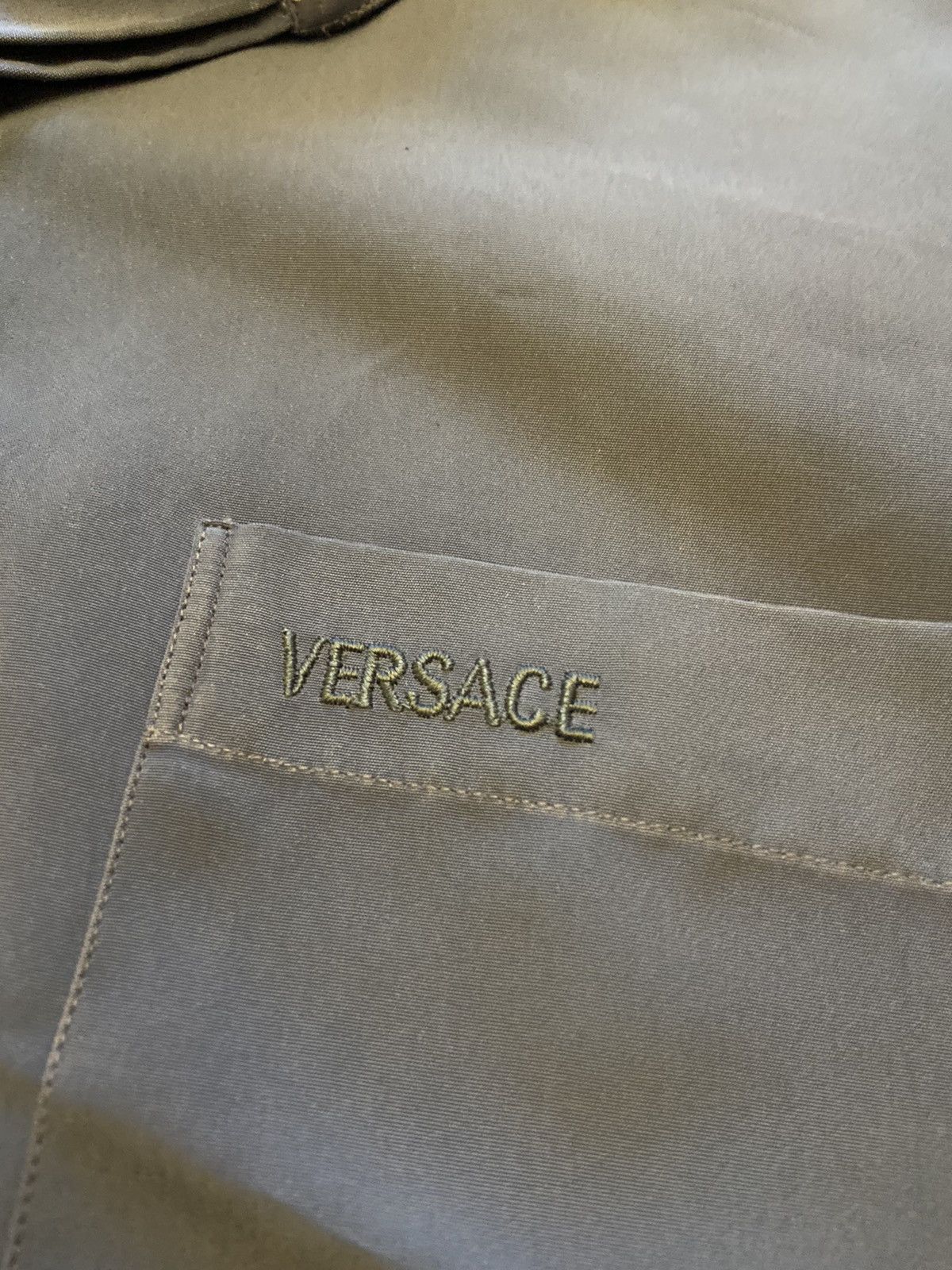 Vintage Versace 90s Vintage Silk T-shirt Logo On Pocket Y2K Drill Size US XXL / EU 58 / 5 - 6 Preview