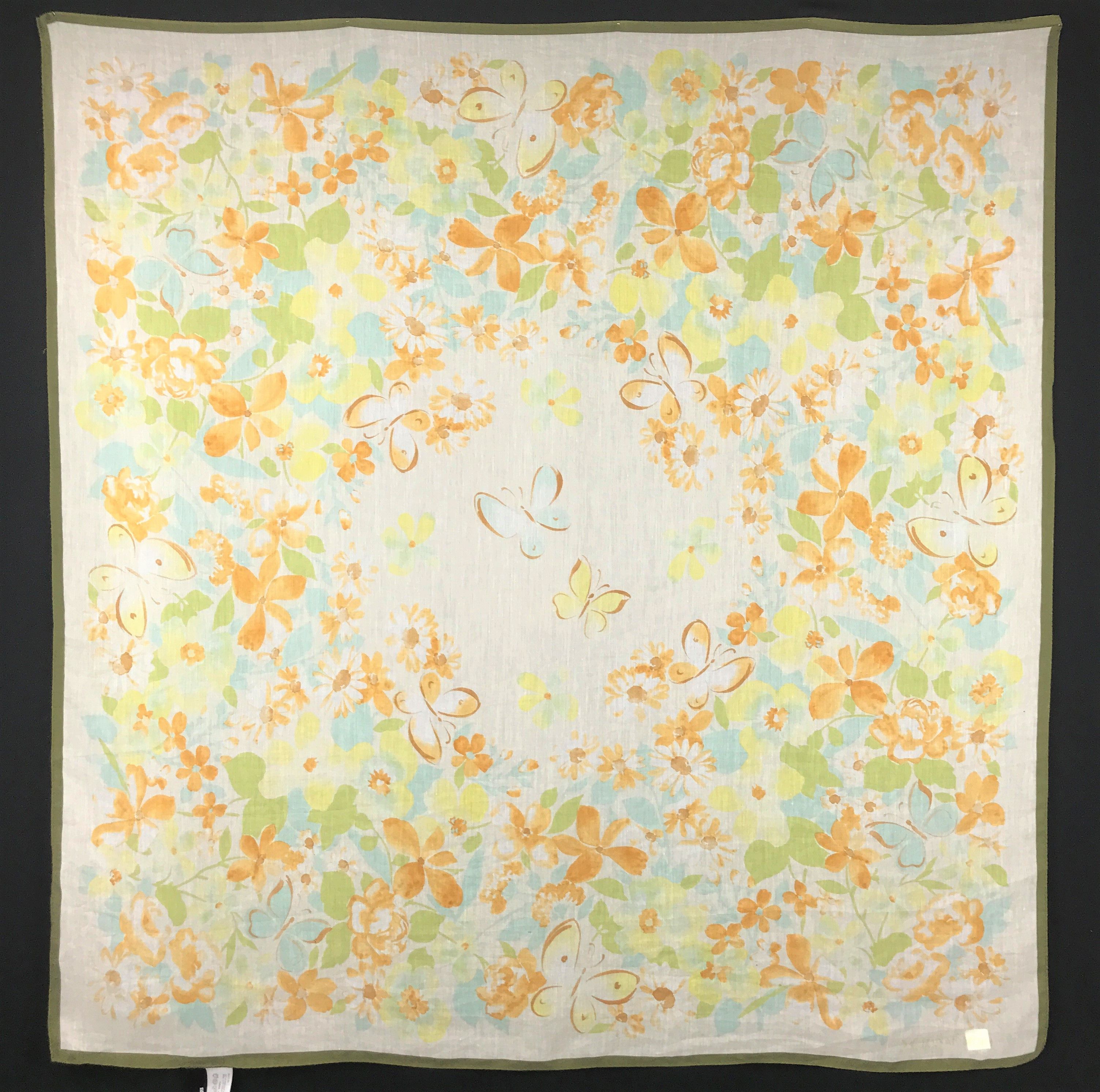 Vintage Hanae Mori Floral Silk Scarf