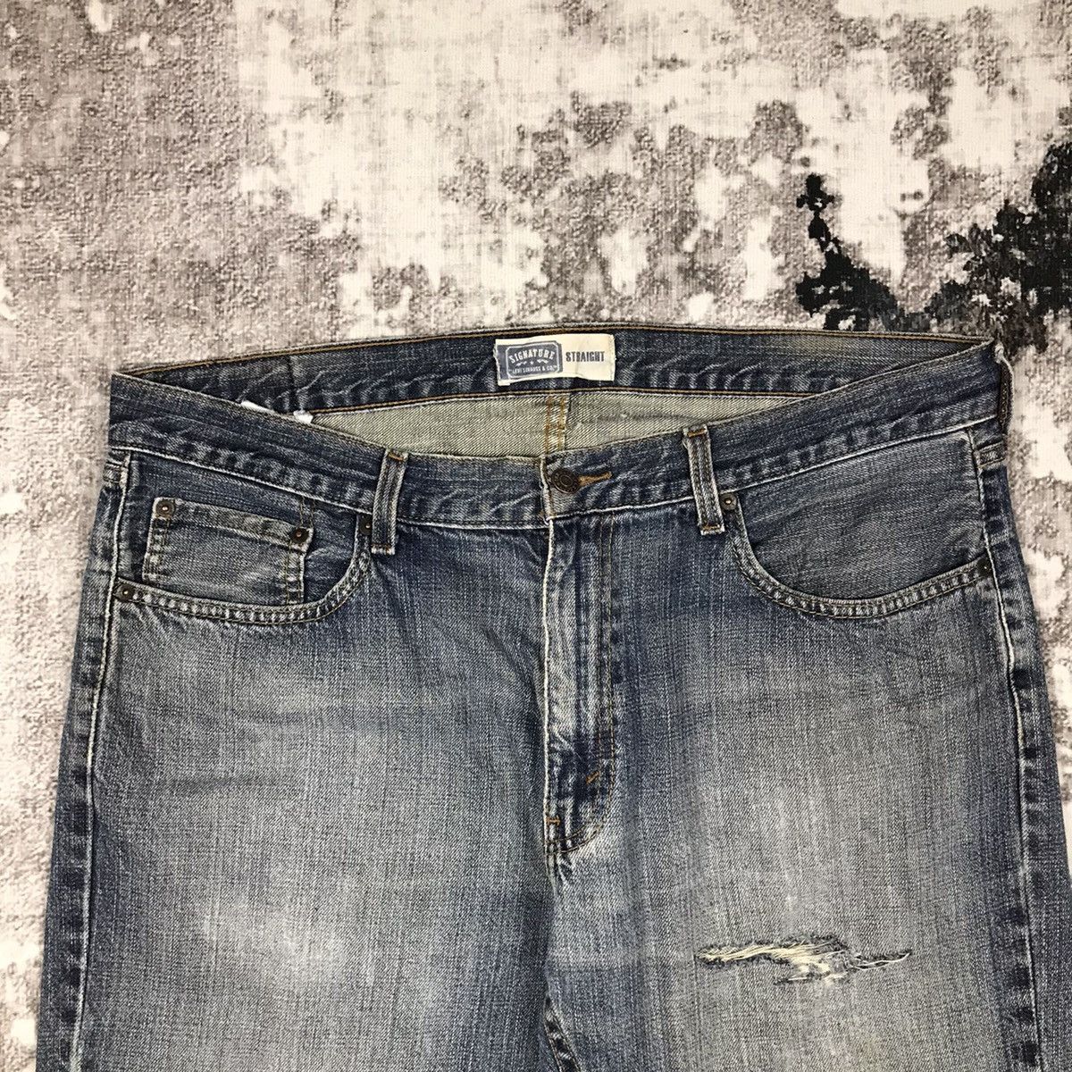 Levi's × Vintage Vintage 90s Levis Signature Light Wash Distressed Denim Jean Size US 38 / EU 54 - 3 Thumbnail