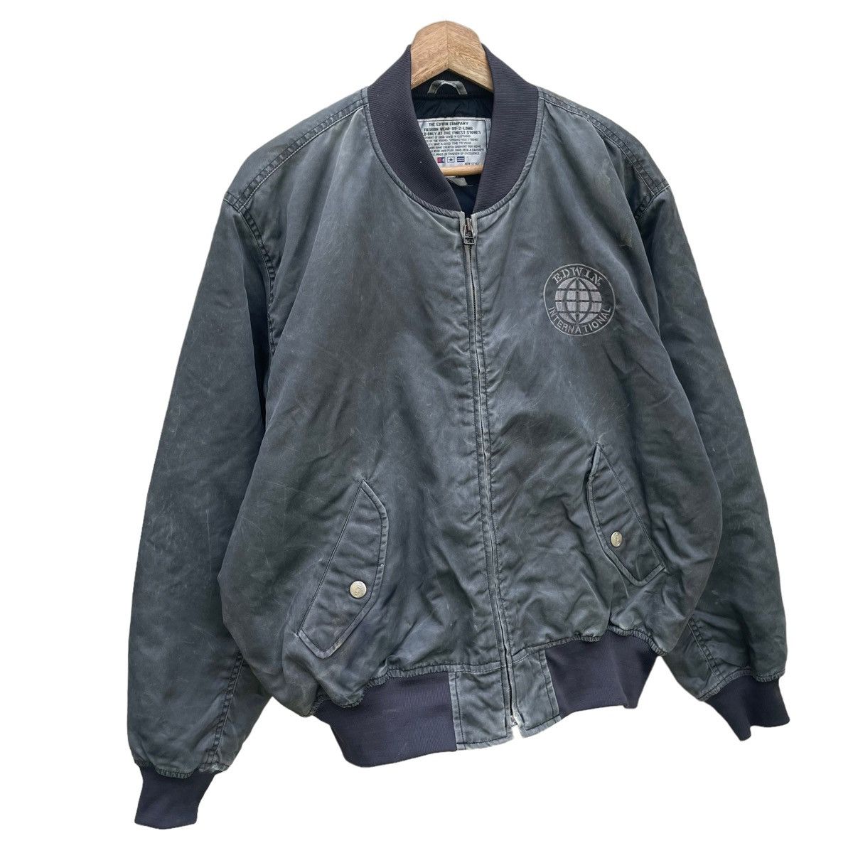 Edwin × Japanese Brand 💥 Vintage Edwin Washed Bomber Denim Jacket Size US L / EU 52-54 / 3 - 2 Thumbnail
