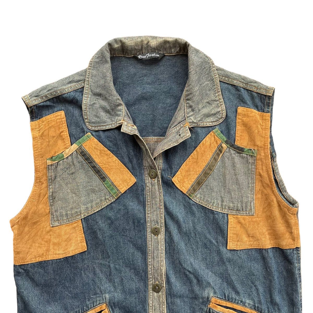 Indigo × Japanese Brand × Vintage 💥 90s PATCHES DESIGN JAPANESE BUTTON VEST Size US L / EU 52-54 / 3 - 1 Thumbnail