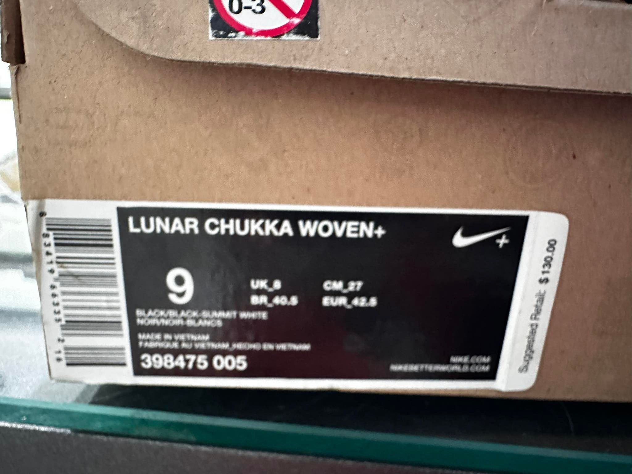 Nike Nike Lunar Chukka Woven+ Black White 398475-005 US 9 E 42.5 Size US 9 / EU 42 - 6 Thumbnail