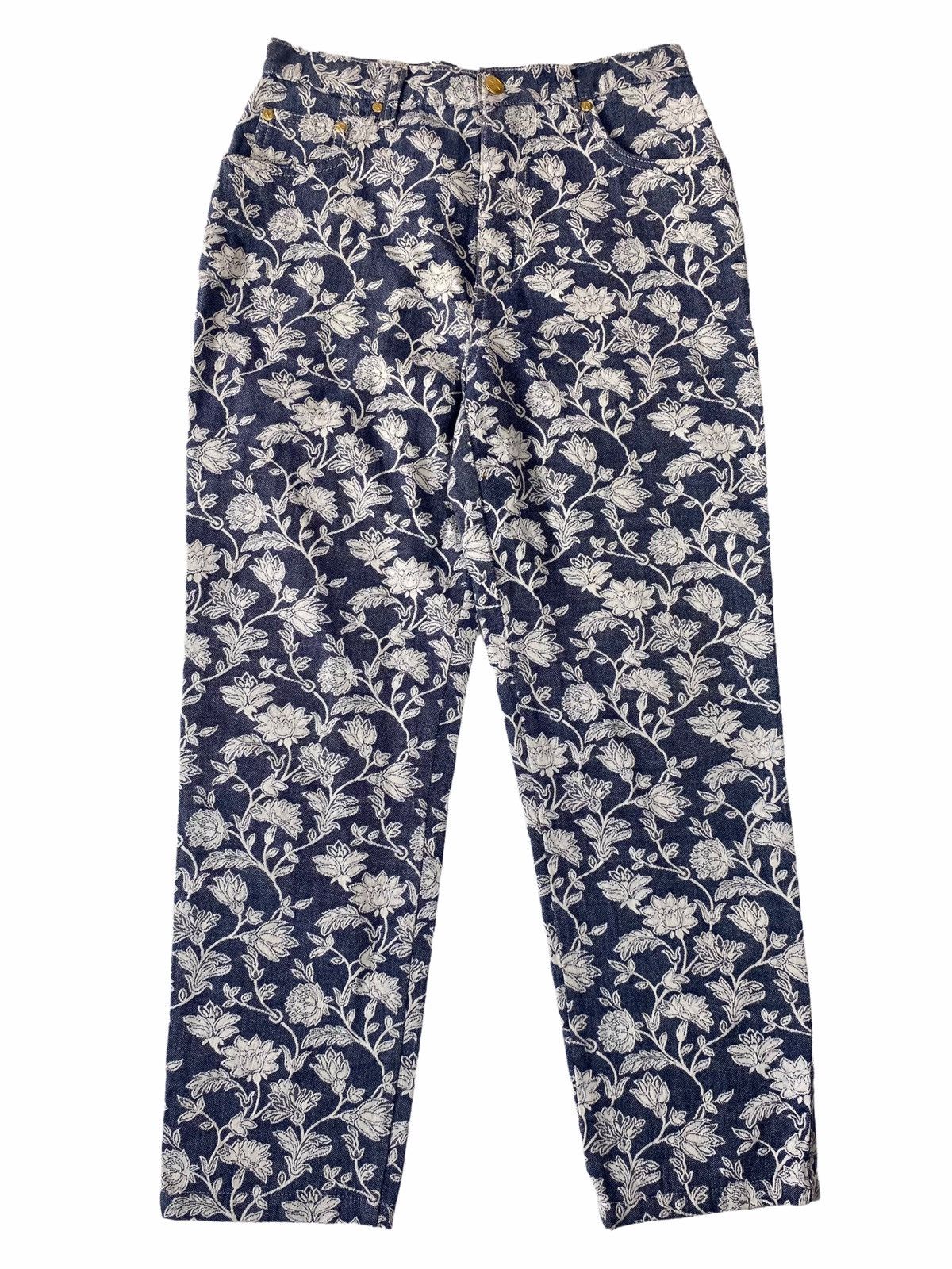 1990s Moschino - Floral Jacquard Denim Pants