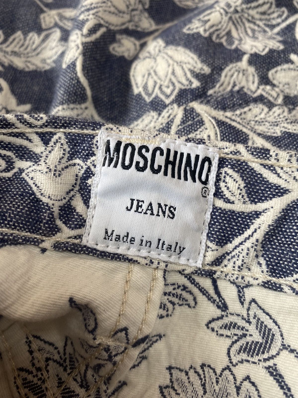 Moschino 1990s Moschino - Floral Jacquard Denim Pants Size US 29 - 7 Thumbnail