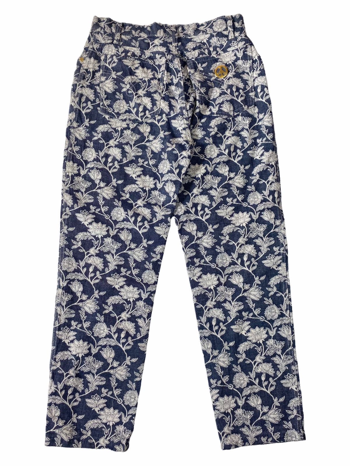 Moschino 1990s Moschino - Floral Jacquard Denim Pants Size US 29 - 2 Thumbnail