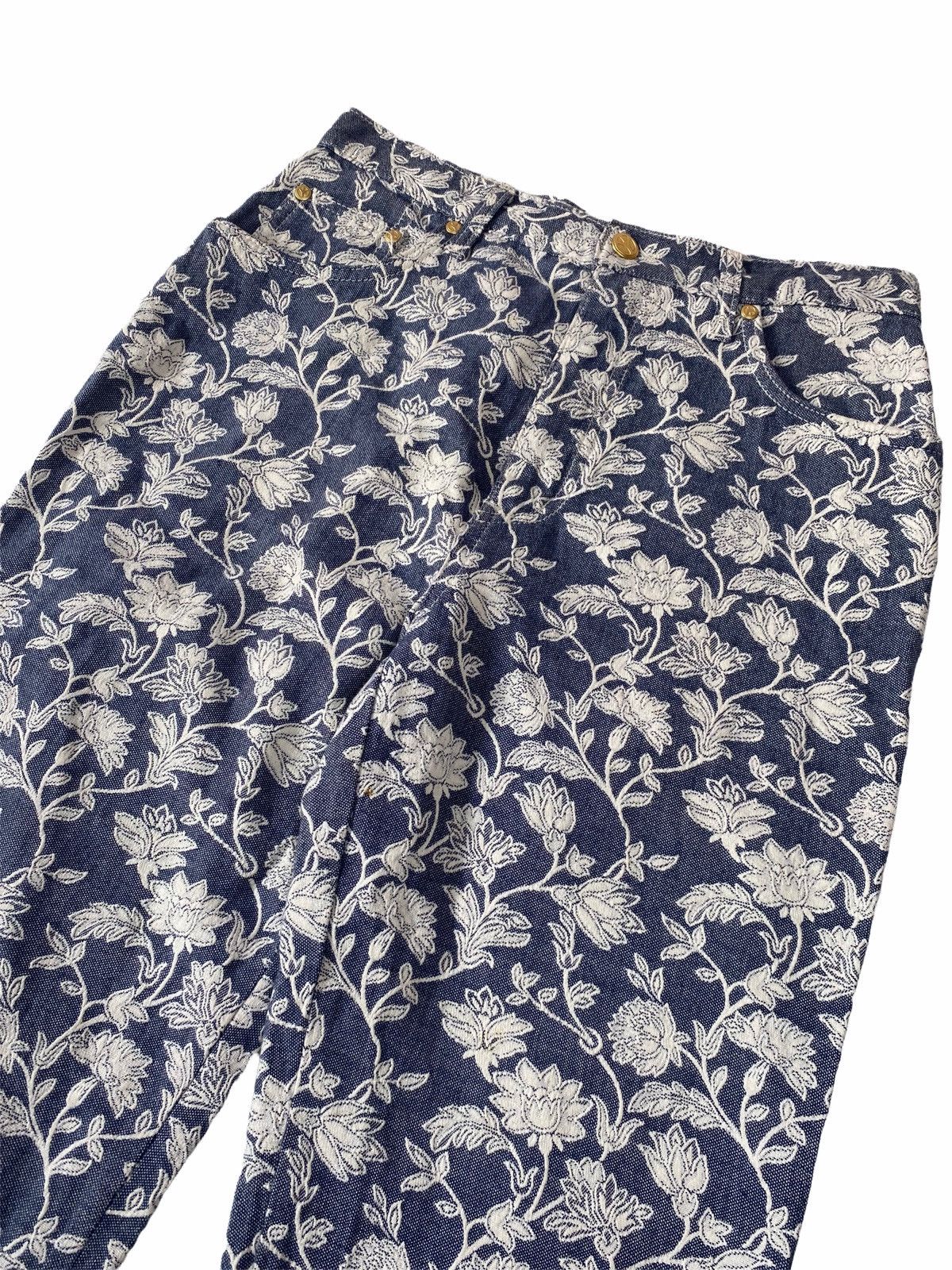 Moschino 1990s Moschino - Floral Jacquard Denim Pants Size US 29 - 3 Thumbnail