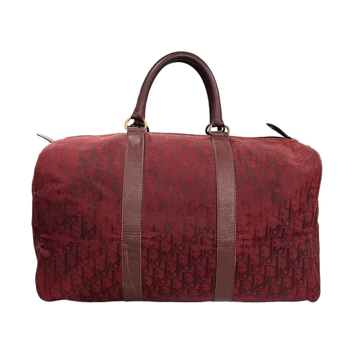 image of Dior Oblique Monogram Weekender Duffle Bag in Metallic Red, Men's