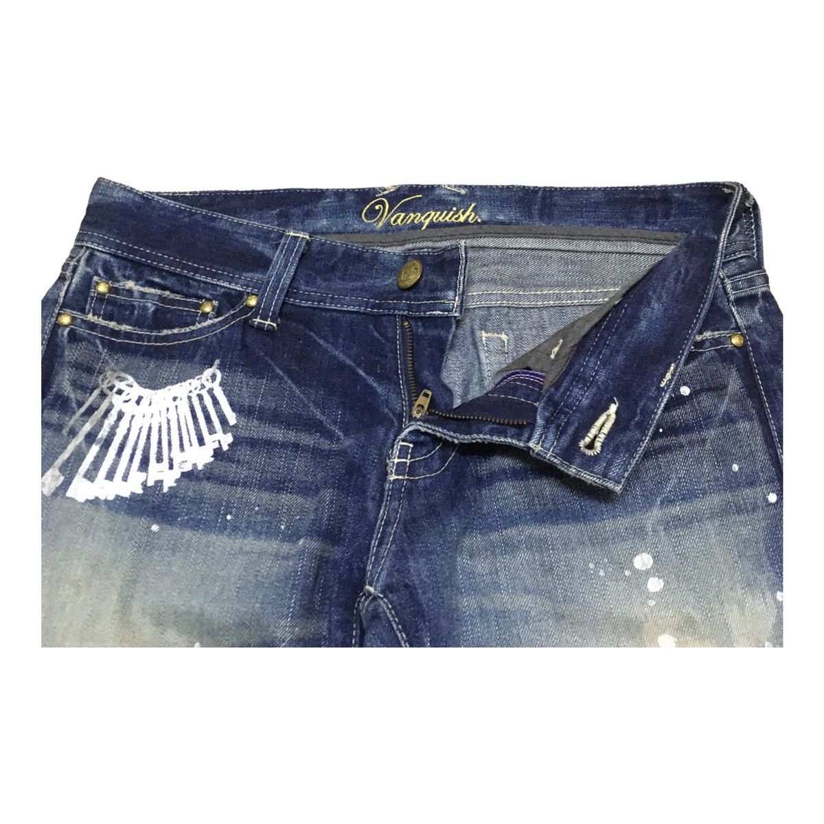 If Six Was Nine Rare Design Vintage Vanquish Distressed Flared Jeans 1990s Size US 32 / EU 48 - 6 Thumbnail