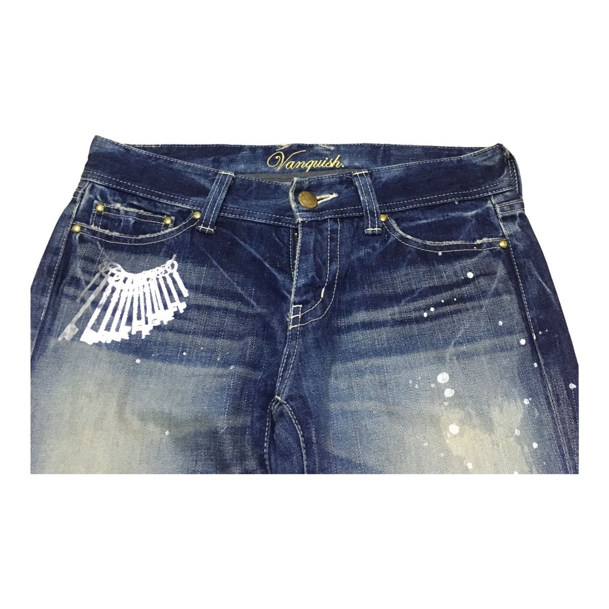 If Six Was Nine Rare Design Vintage Vanquish Distressed Flared Jeans 1990s Size US 32 / EU 48 - 3 Thumbnail