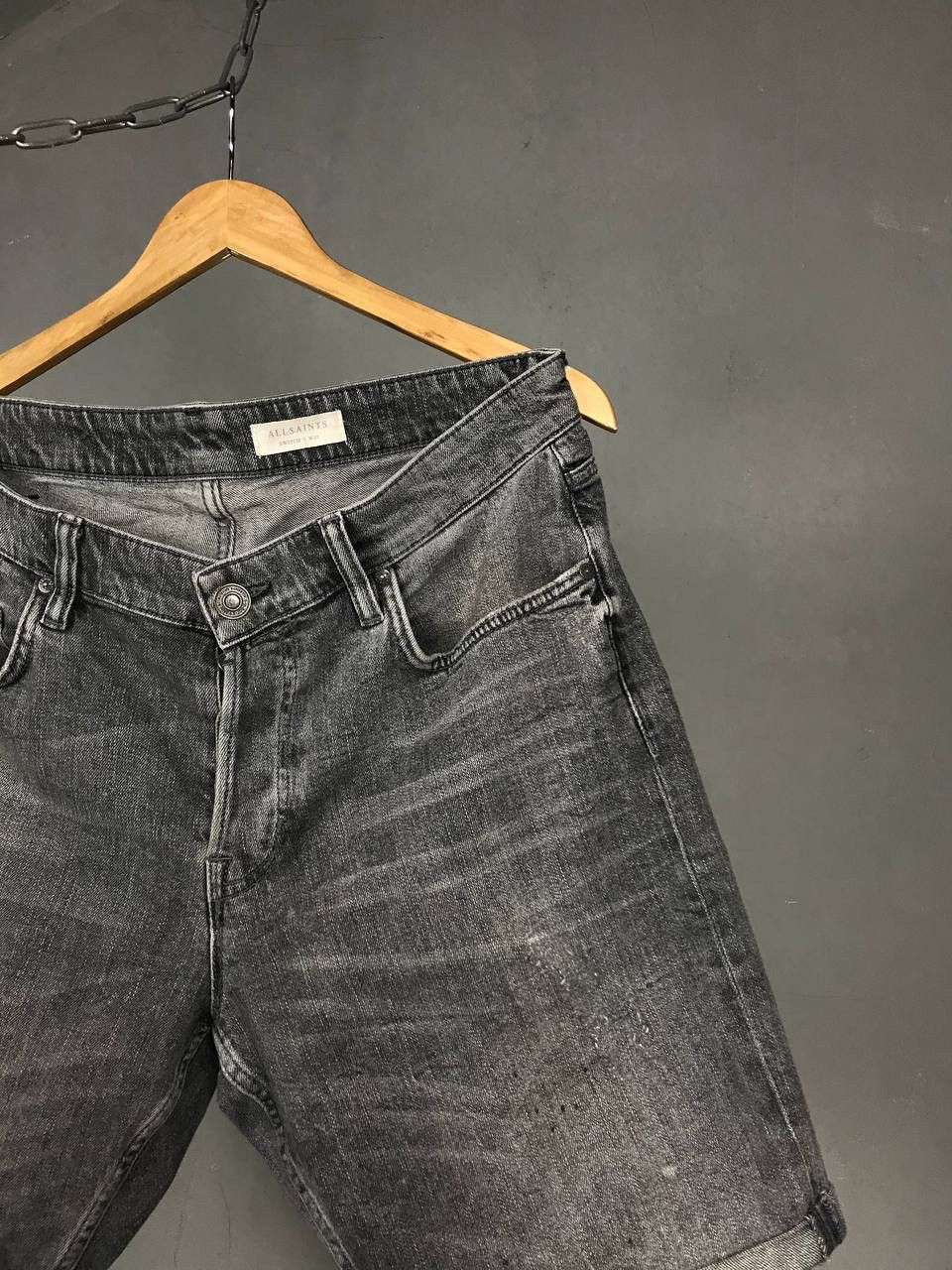 Allsaints Allsaints luxury streetwear gray denim shorts Size US 32 / EU 48 - 2 Thumbnail
