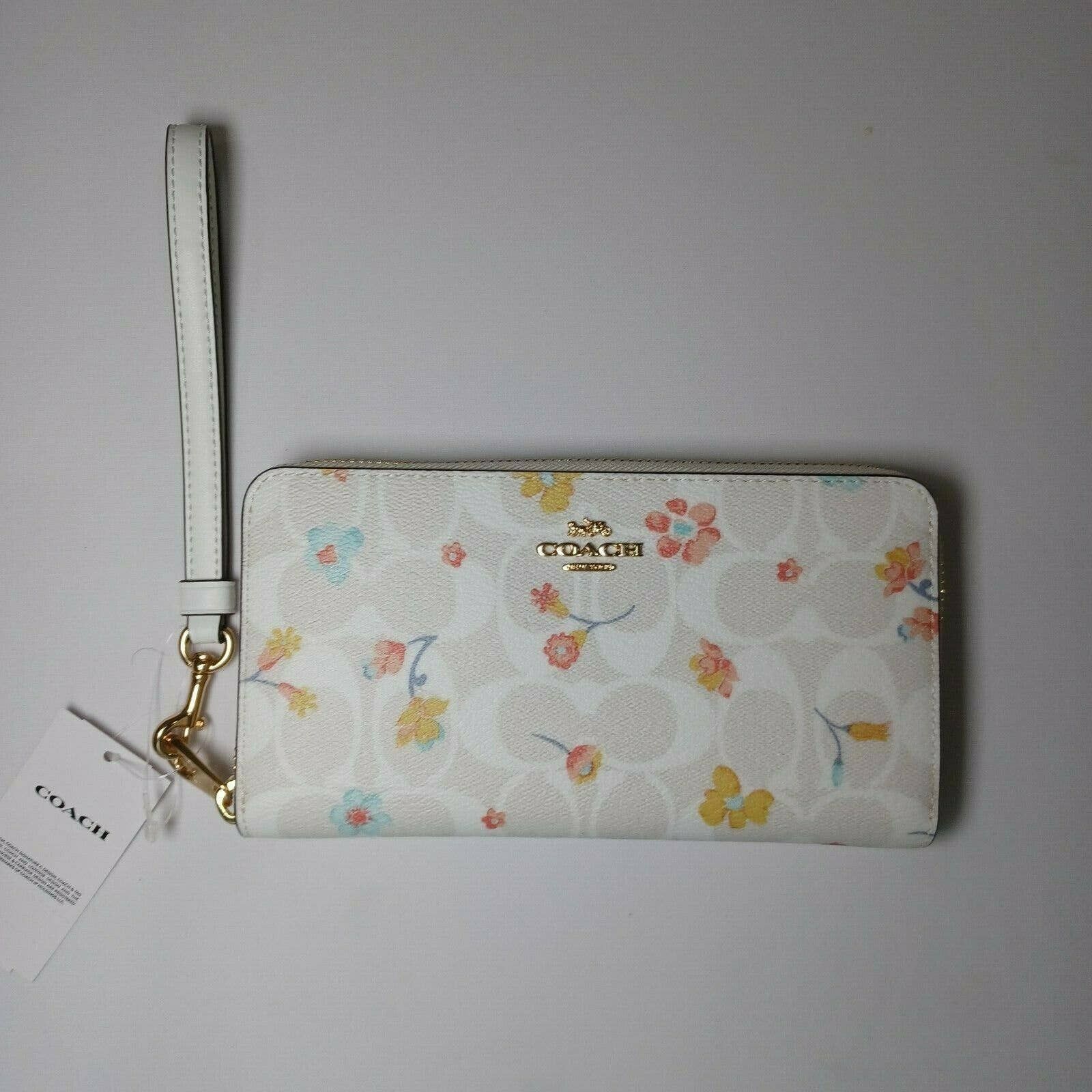 NWT COACH C8695 newest Long Zip Around Wallet In Signature Canvas With Mystical Floral