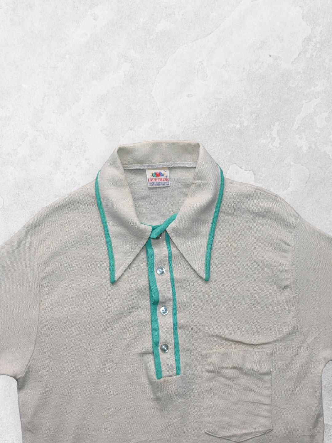 Vintage Vintage 80s Fruit of The Loom Knit Polo Shirt (L) Size US L / EU 52-54 / 3 - 3 Thumbnail