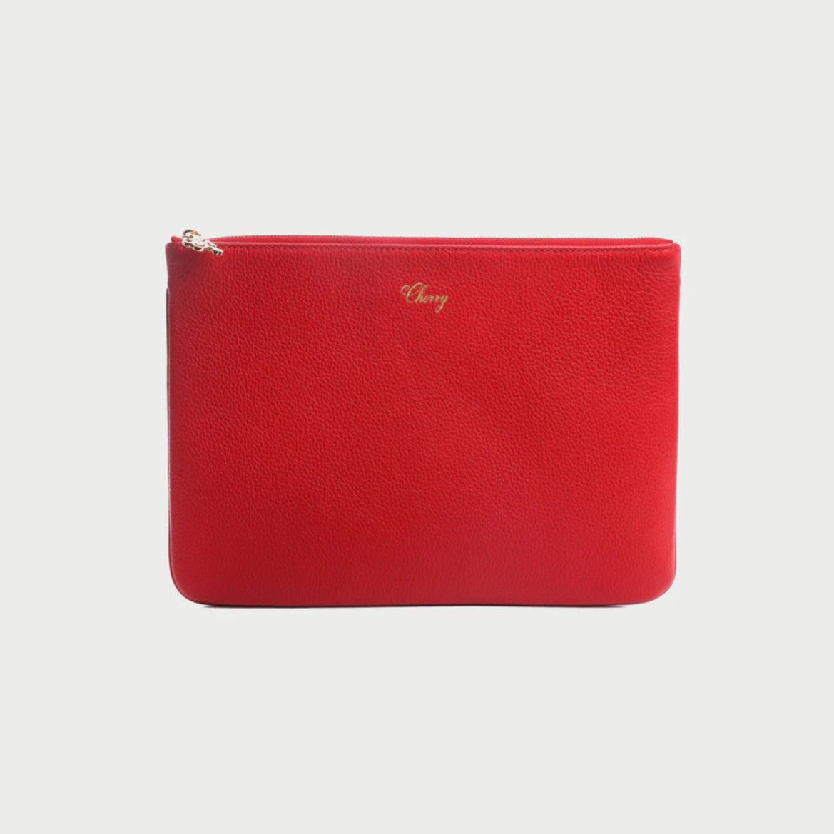 Cherry LA Cherry LA Red (Cherry) Leather Pouch Hand Bag Gold Hardware Size ONE SIZE - 1 Thumbnail