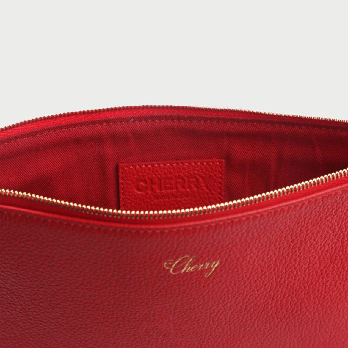 Cherry LA Cherry LA Red (Cherry) Leather Pouch Hand Bag Gold Hardware Size ONE SIZE - 2 Thumbnail