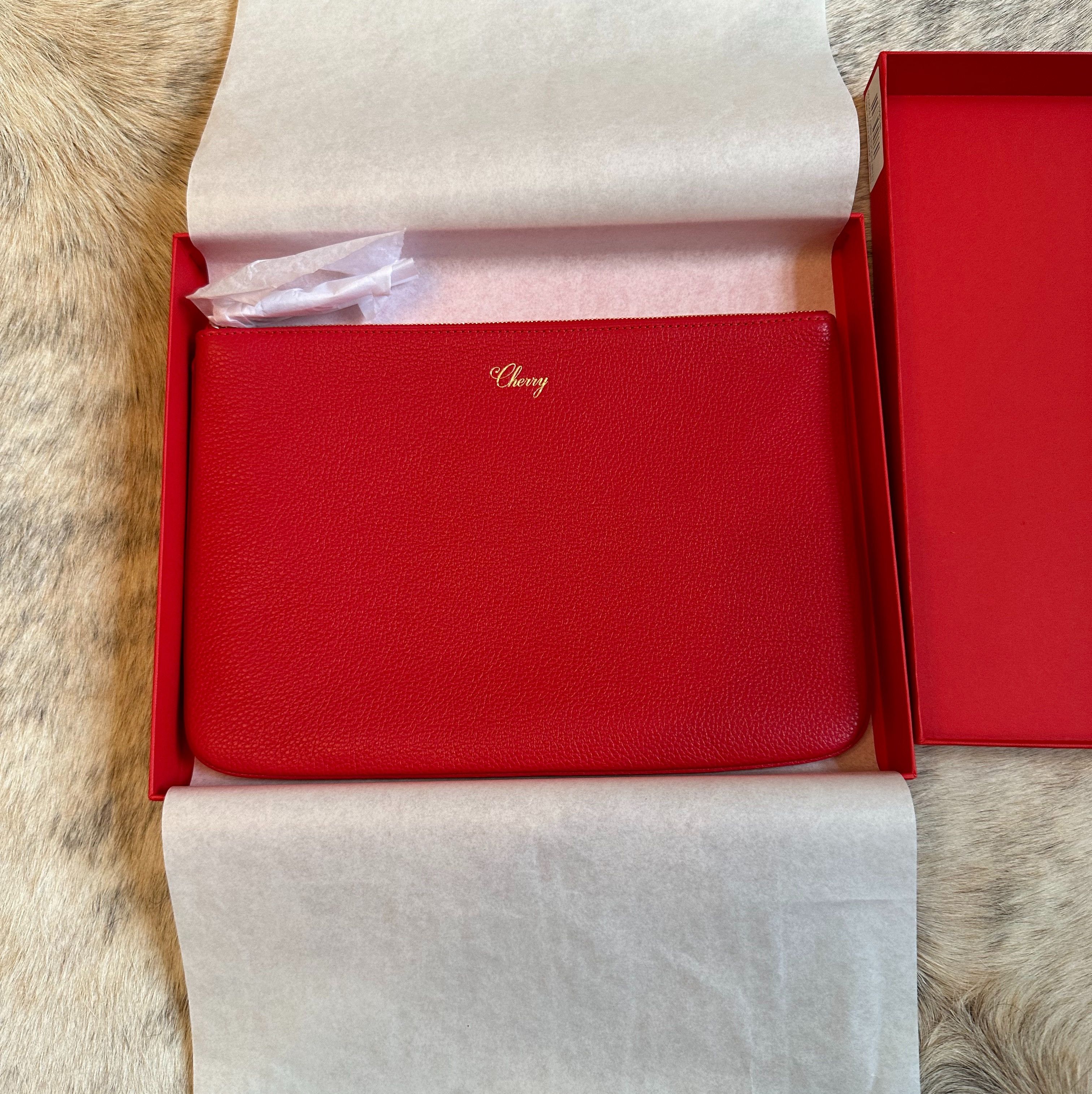 Cherry LA Cherry LA Red (Cherry) Leather Pouch Hand Bag Gold Hardware Size ONE SIZE - 5 Thumbnail