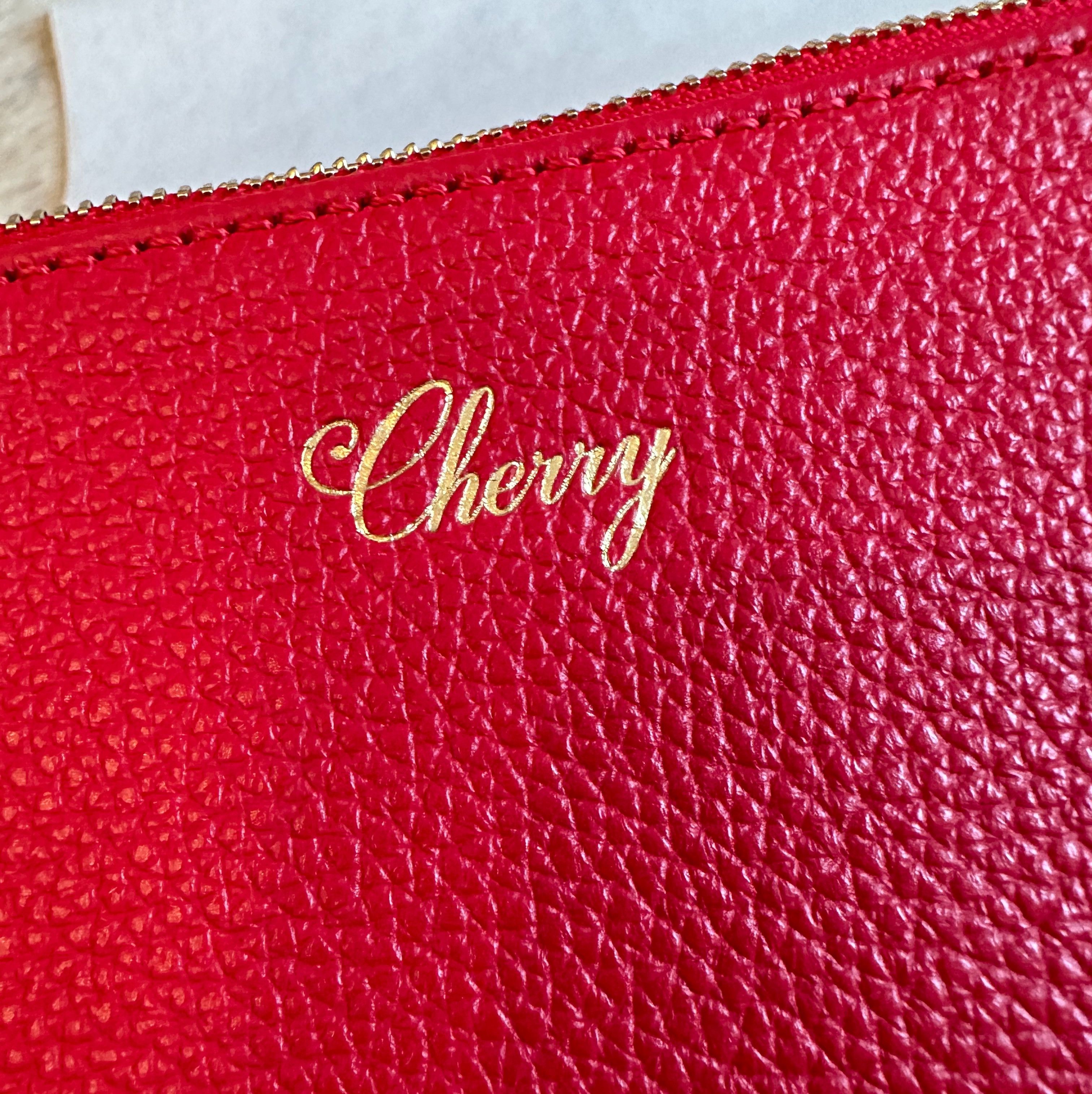 Cherry LA Cherry LA Red (Cherry) Leather Pouch Hand Bag Gold Hardware Size ONE SIZE - 7 Thumbnail