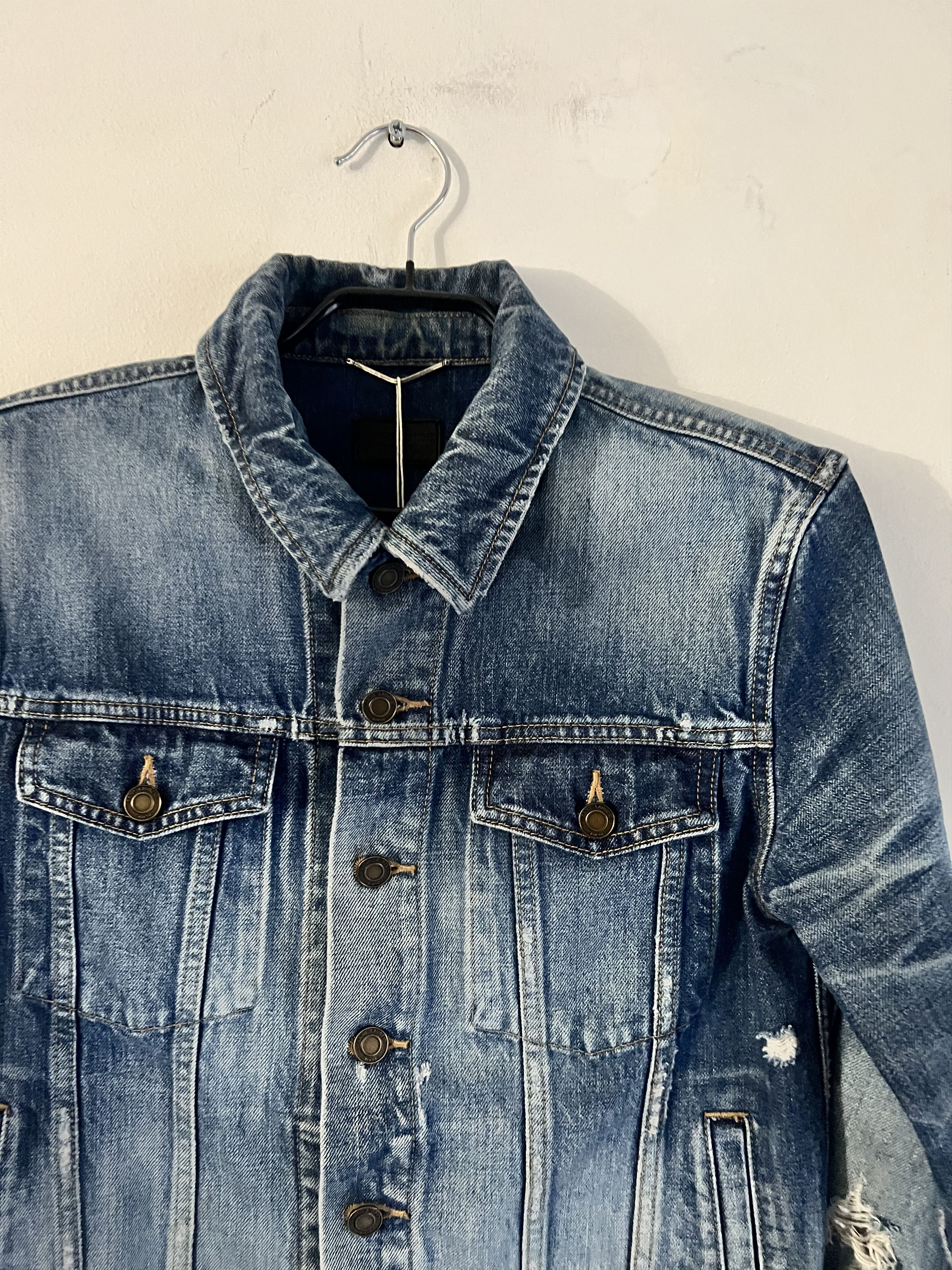 Saint Laurent Paris 1.2K SLP DESTROYED DENIM JACKET Size XS / US 0-2 / IT 36-38 - 10 Thumbnail