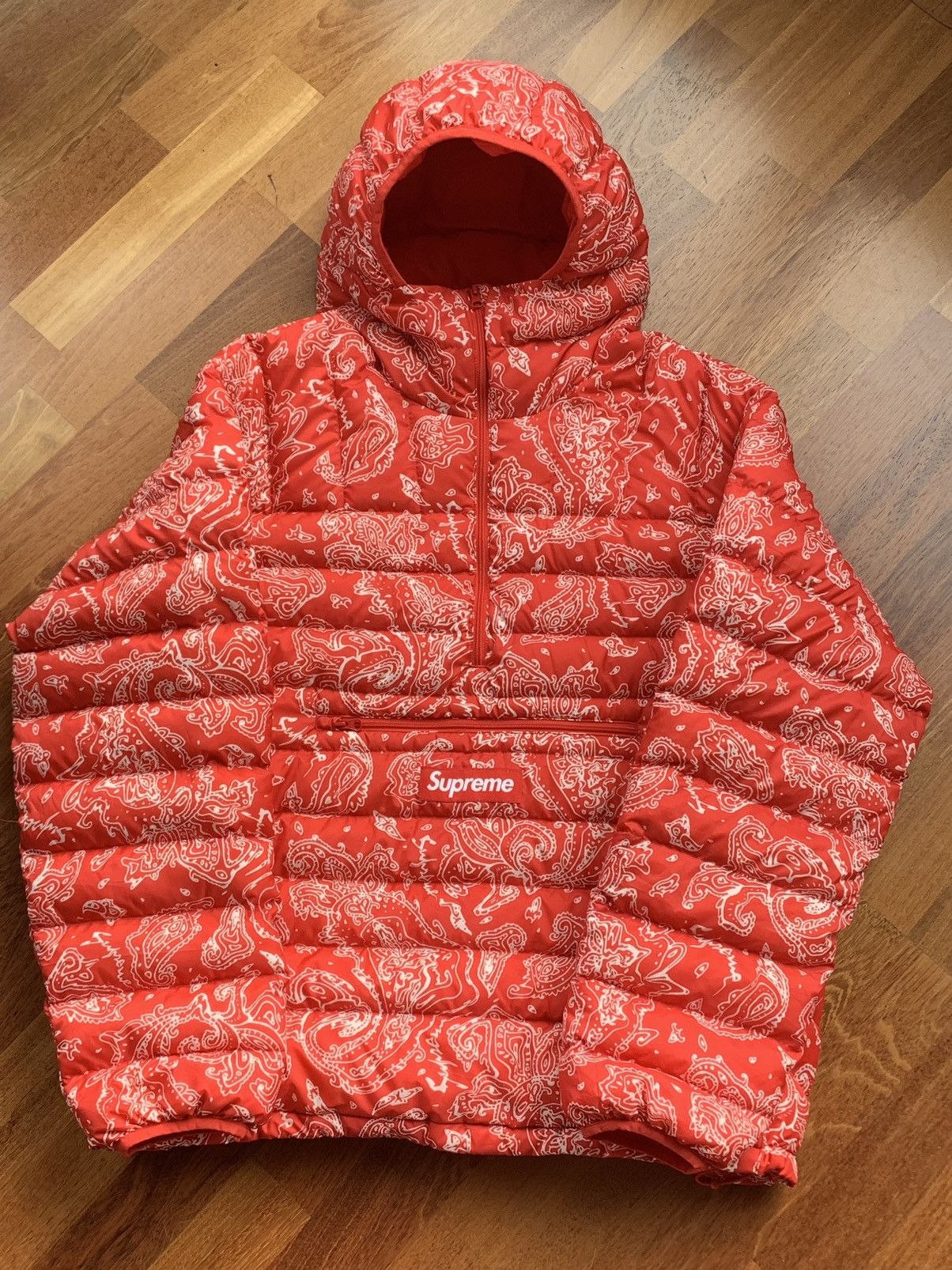 Buy Supreme Micro Down Half Zip Hooded Pullover 'Red Paisley' - FW22J70 RED  PAISLEY