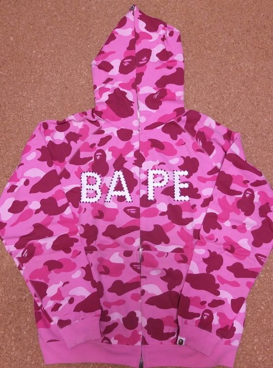 Bape bape og pink camo swarovski full zip hoodie | Grailed