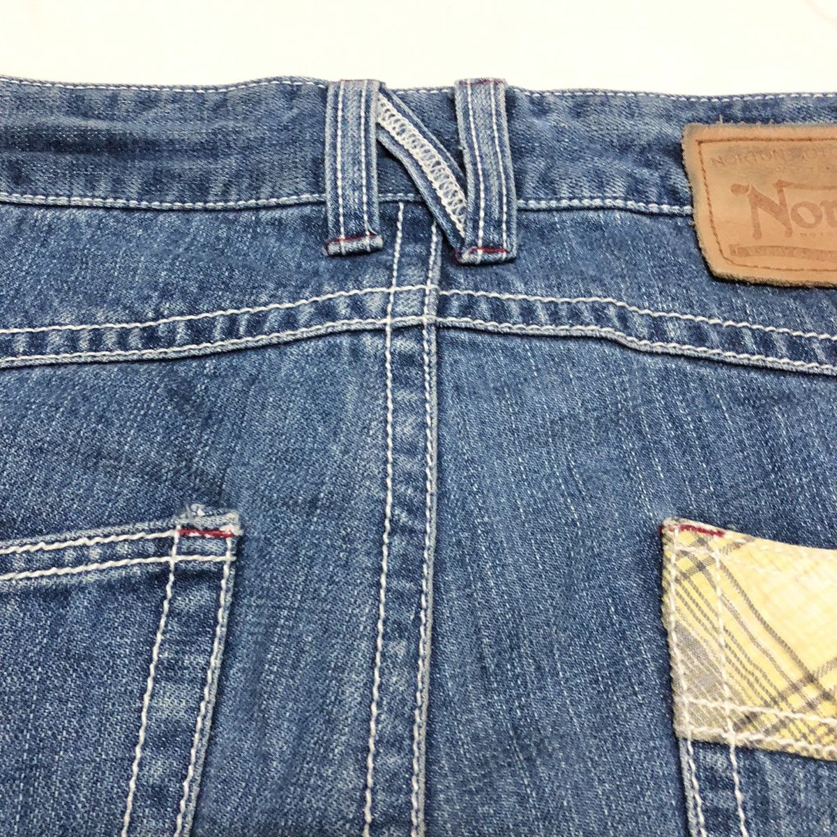 Norton Norton Motorcycle Patchwork Distressed Denim Size US 33 - 16 Thumbnail
