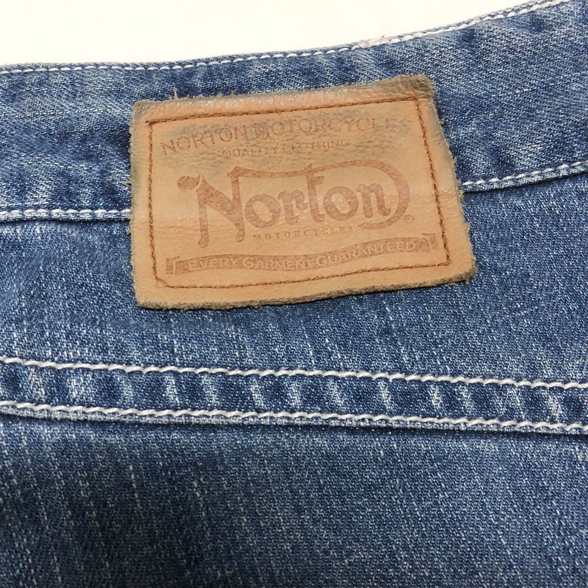 Norton Norton Motorcycle Patchwork Distressed Denim Size US 33 - 13 Thumbnail
