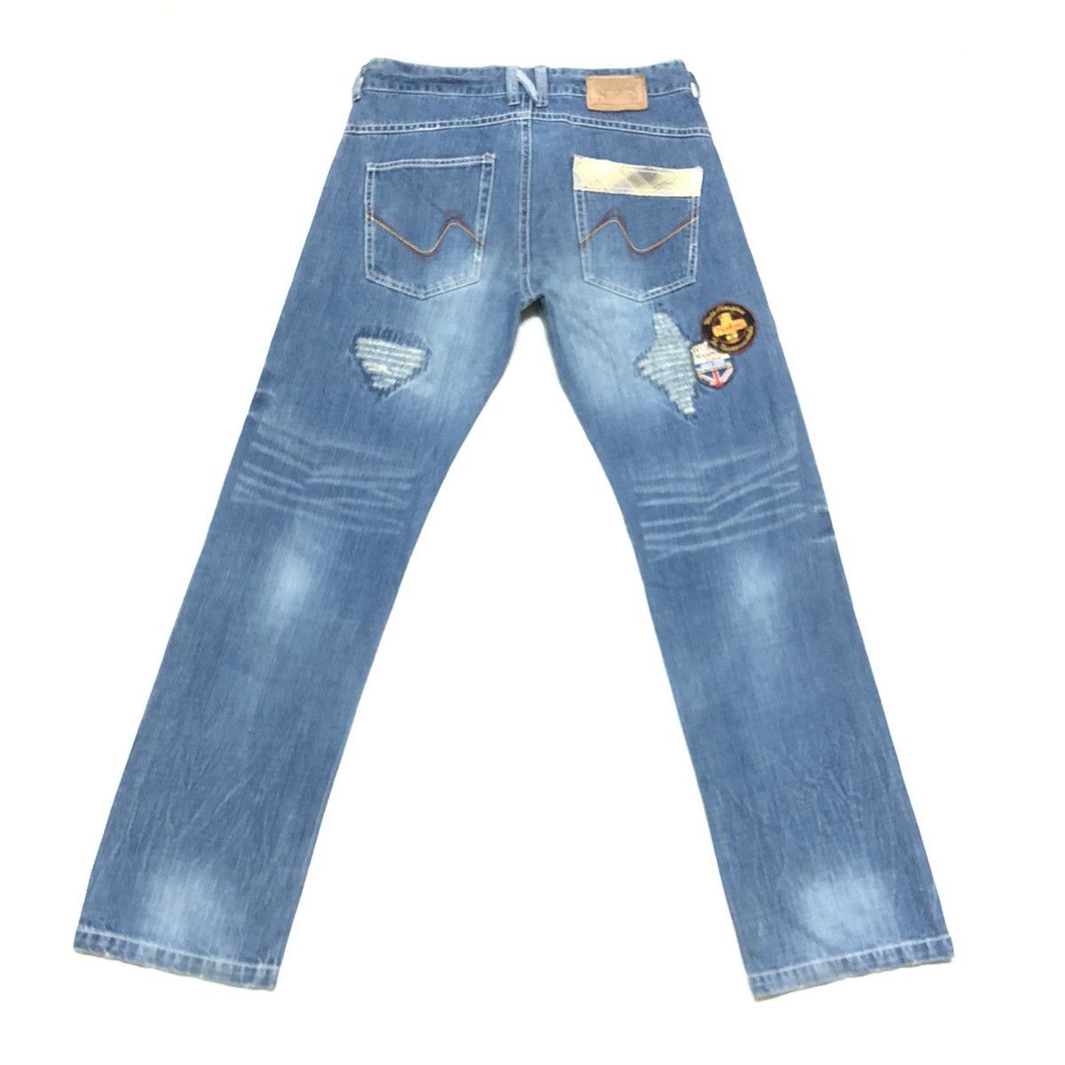 Norton Norton Motorcycle Patchwork Distressed Denim Size US 33 - 18 Thumbnail
