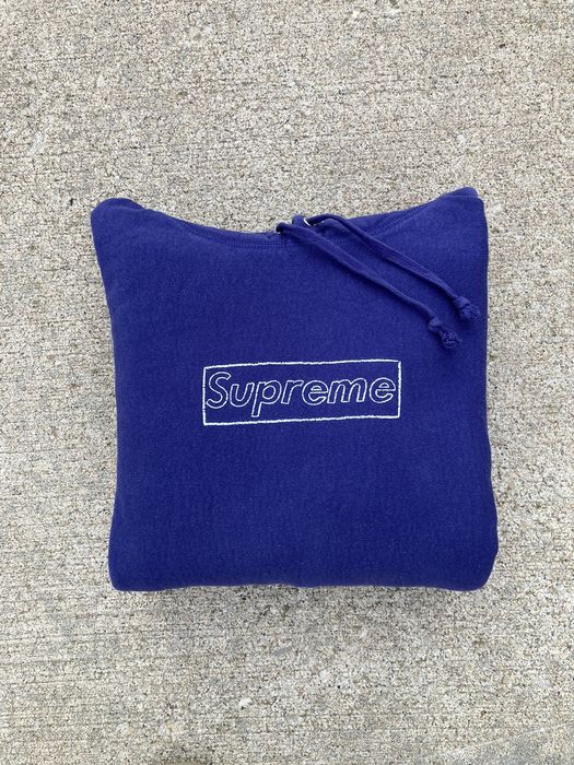 Supreme Supreme Kaws Chalk Box Logo Hoodie SS21 Washed Navy | Grailed