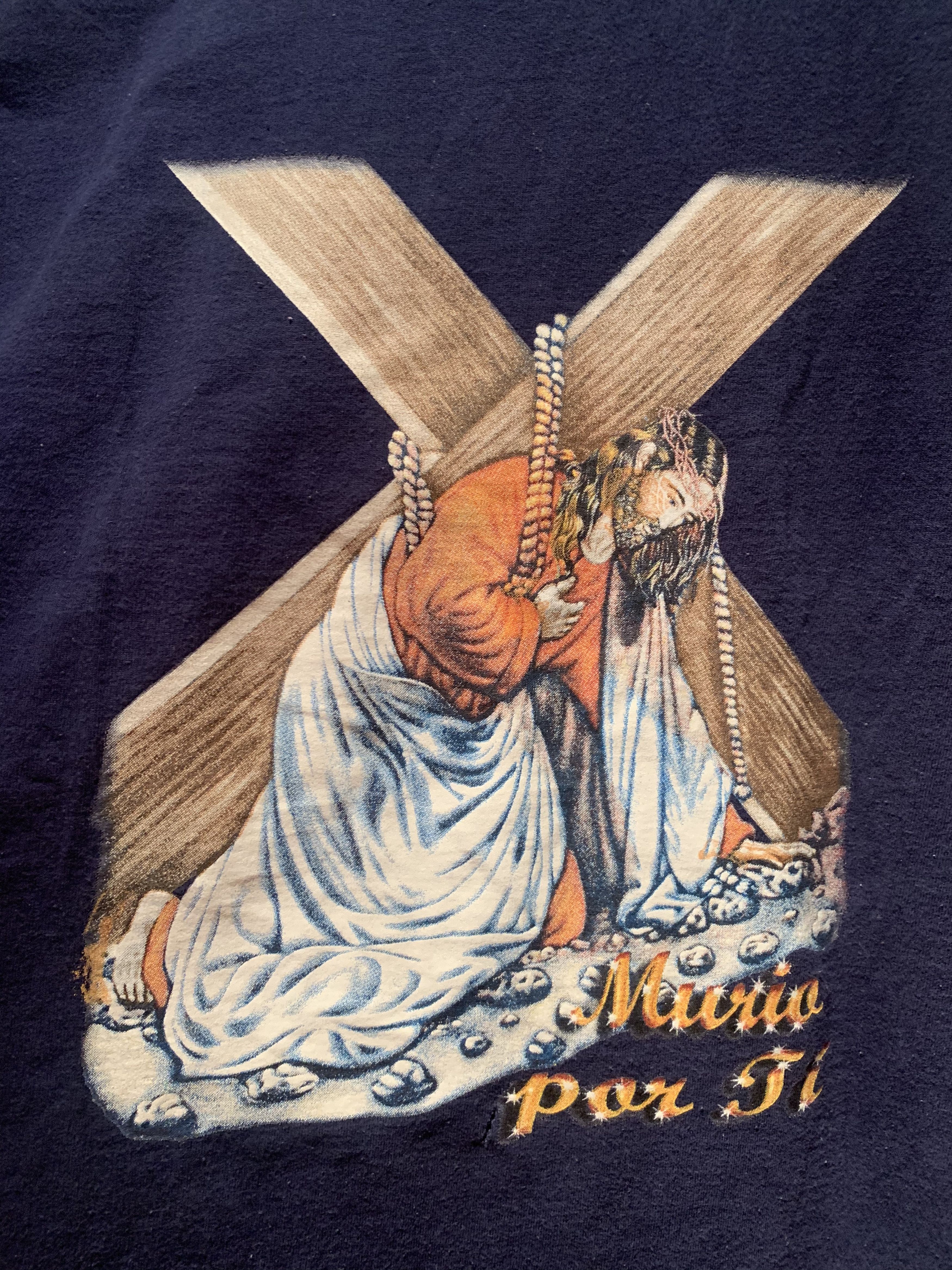 Vintage *RARE* Vintage Jesus Christ Murio Por Ti Died For You Shirt Size US XL / EU 56 / 4 - 2 Thumbnail